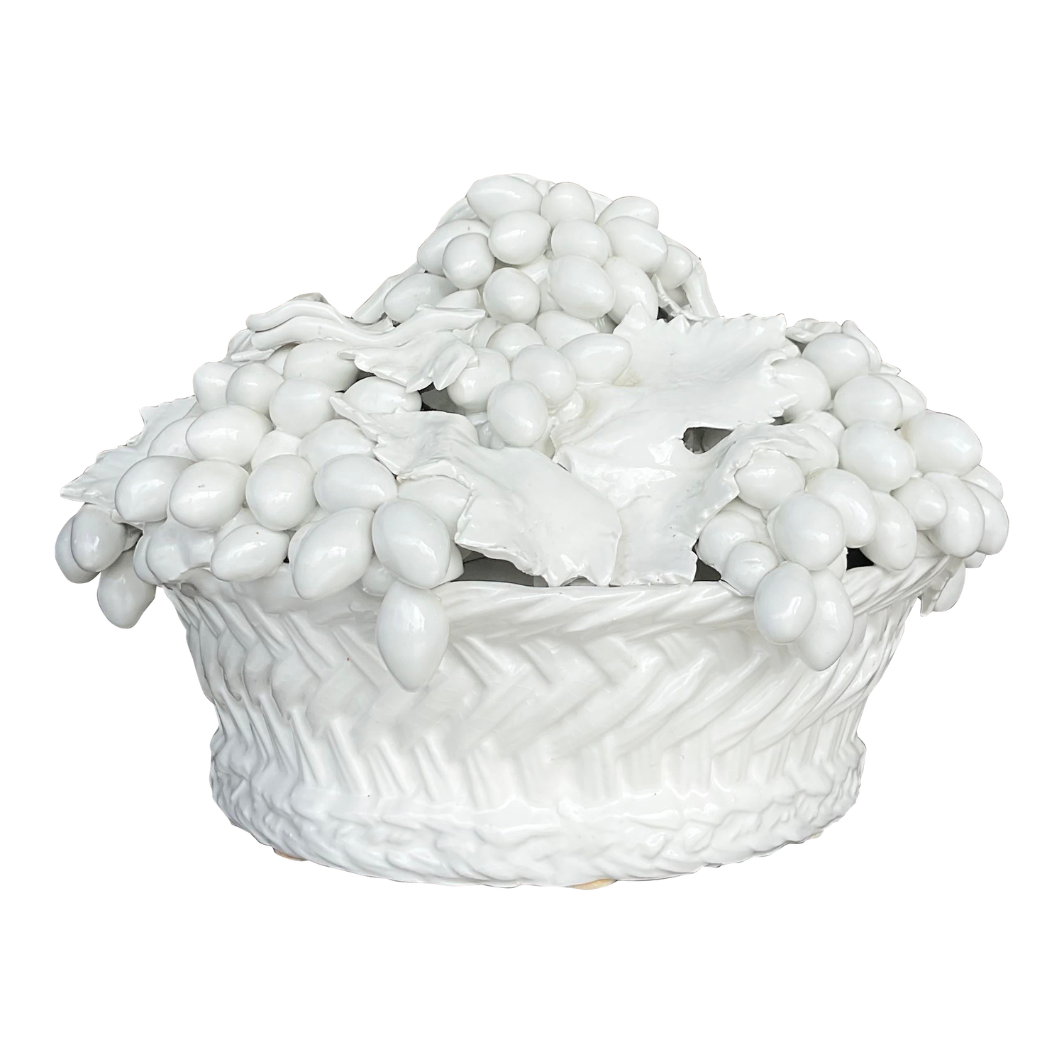 Vintage Italian Este Blanc De Chine Glazed Ceramic Fruit Bowl - Detail view