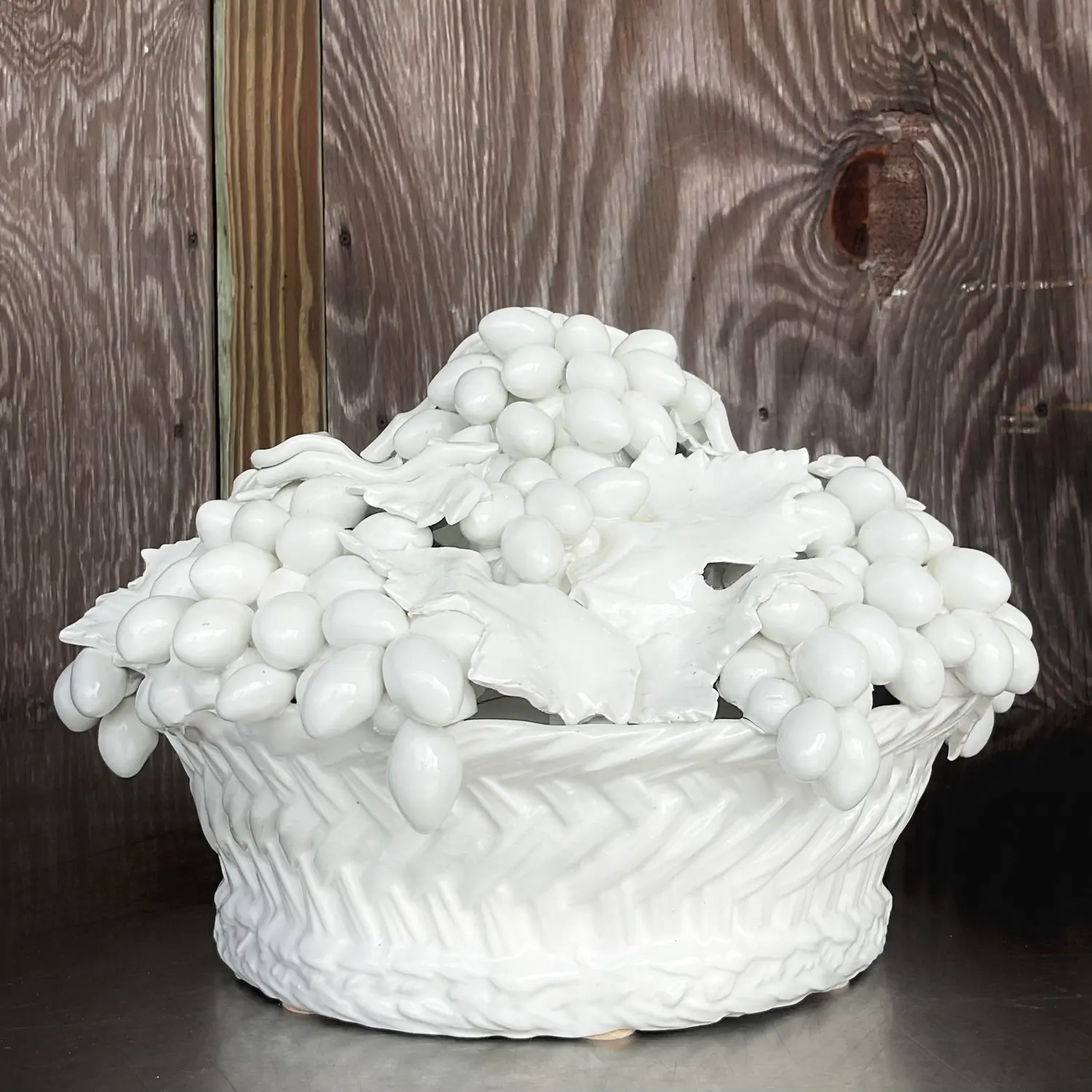 Vintage Italian Este Blanc De Chine Glazed Ceramic Fruit Bowl - Back view