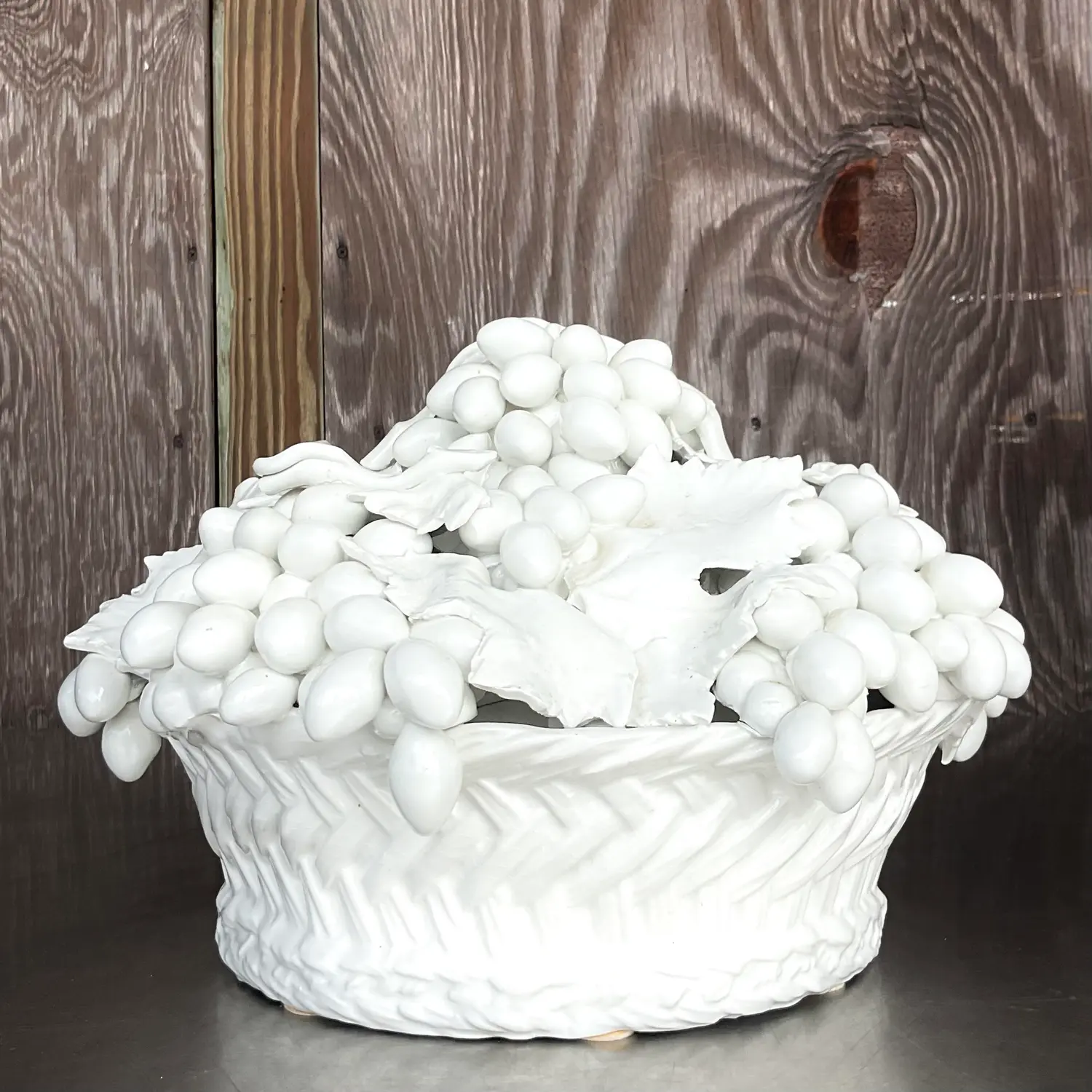 Vintage Italian Este Blanc De Chine Glazed Ceramic Fruit Bowl - Top view