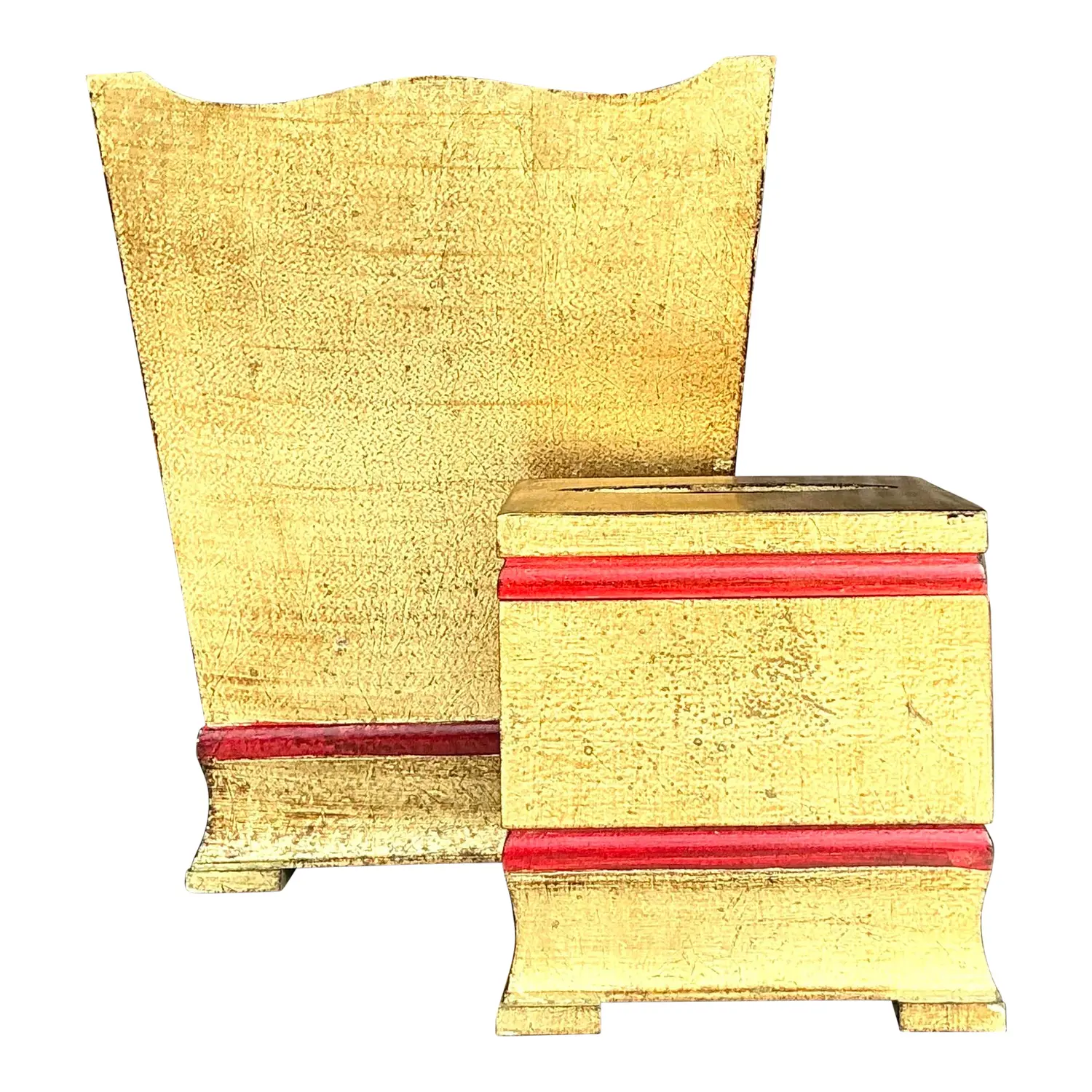 Vintage Italian Gilt Bathroom Accessories - Set of 2