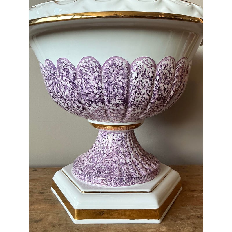 Vintage Italian Gilt Tipped Centerpiece Bowl - Back view
