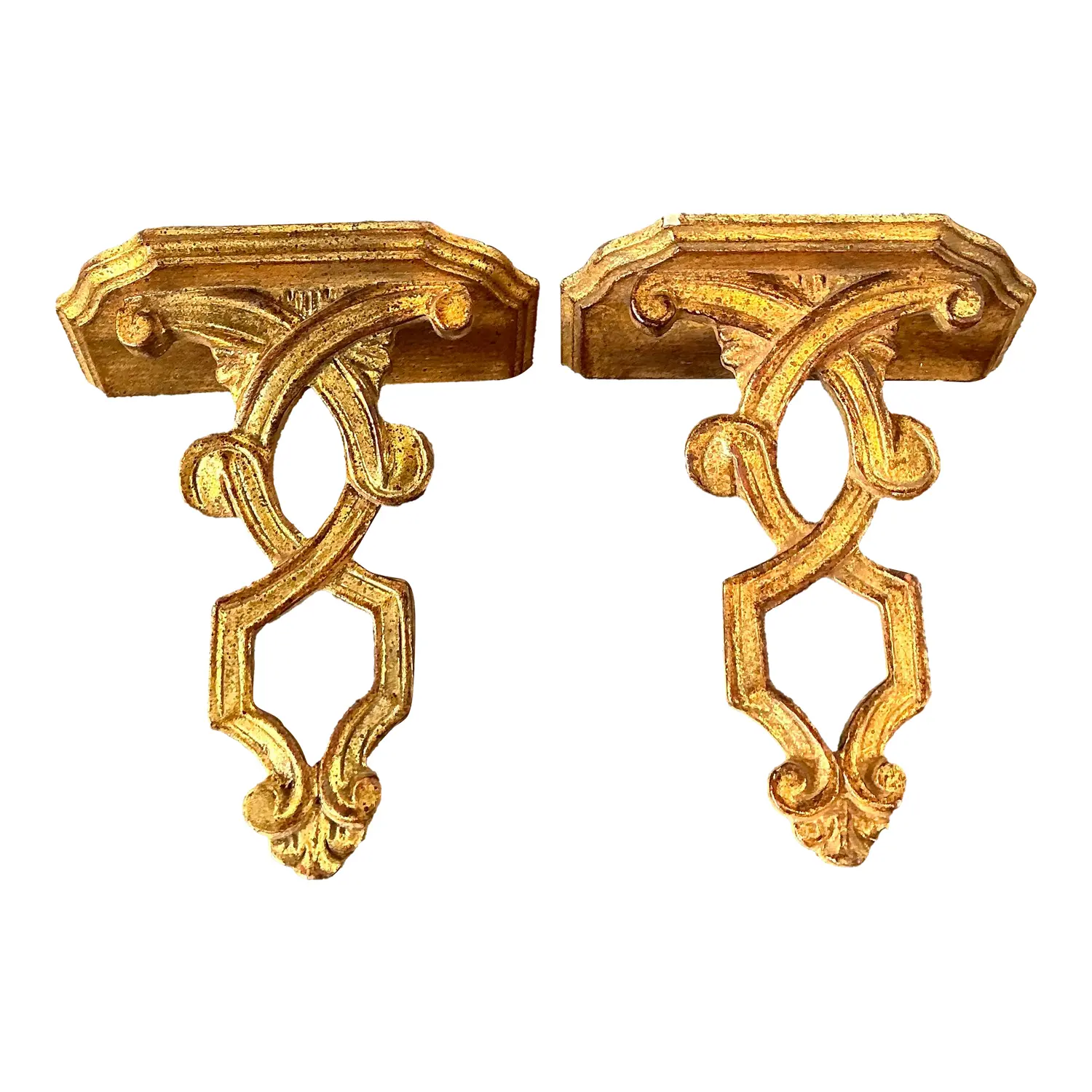 Vintage Italian Gilt Wall Brackets - A Pair