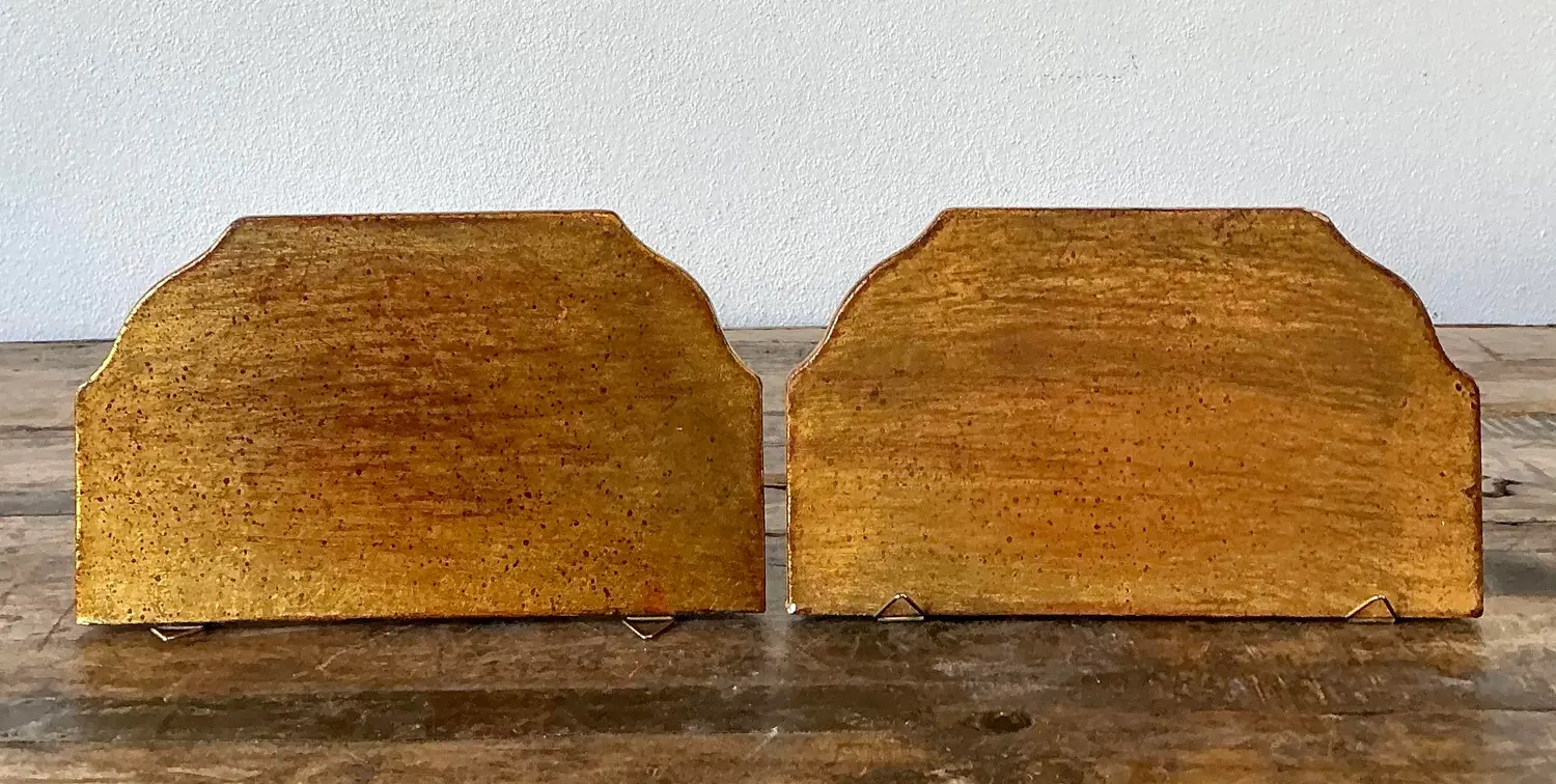 Vintage Italian Gilt Wall Brackets - A Pair - Back view