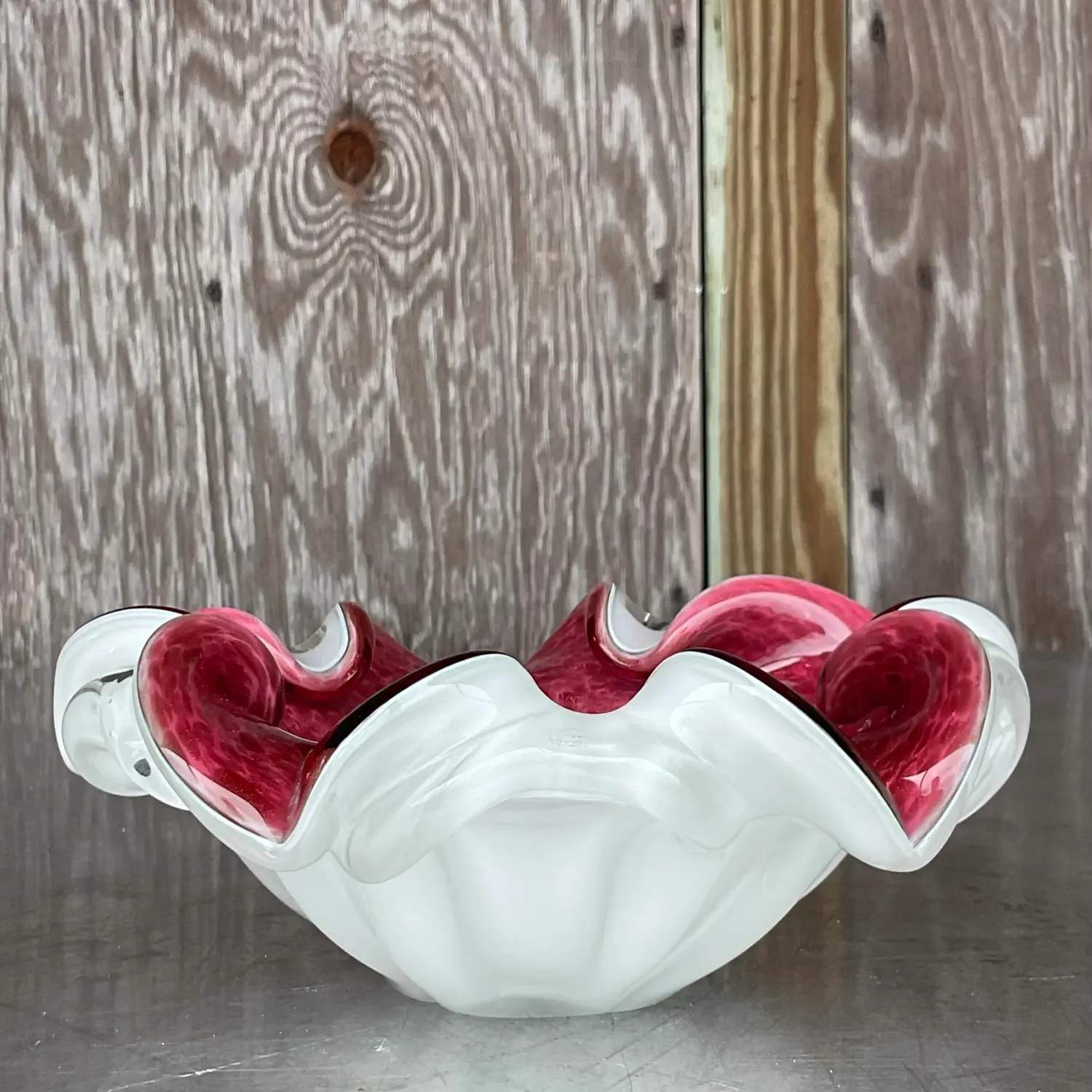 Vintage Italian Glass Bowl After Murano - Back view