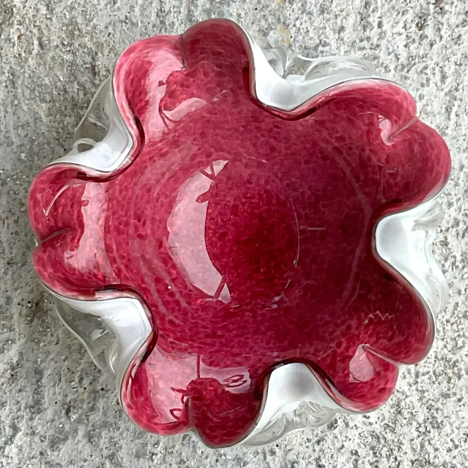 Vintage Italian Glass Bowl After Murano - Side view