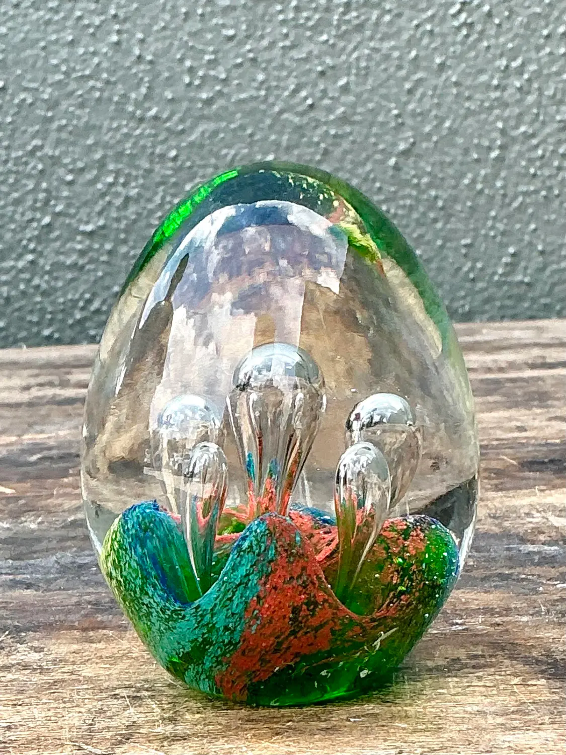 Vintage Italian Glass Egg After Murano - Top view
