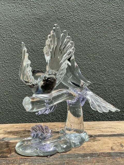 Vintage Italian Glass Lovebirds After Murano - Back view