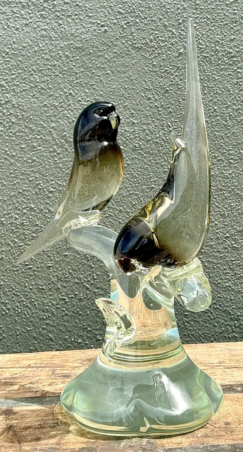 Vintage Italian Glass Lovebirds After Murano