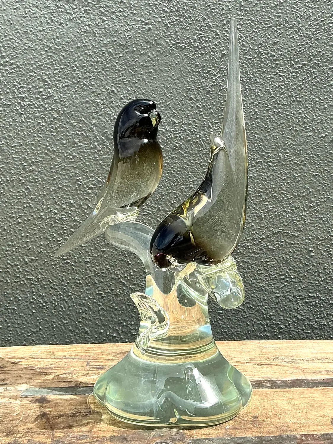 Vintage Italian Glass Lovebirds After Murano - Detail view