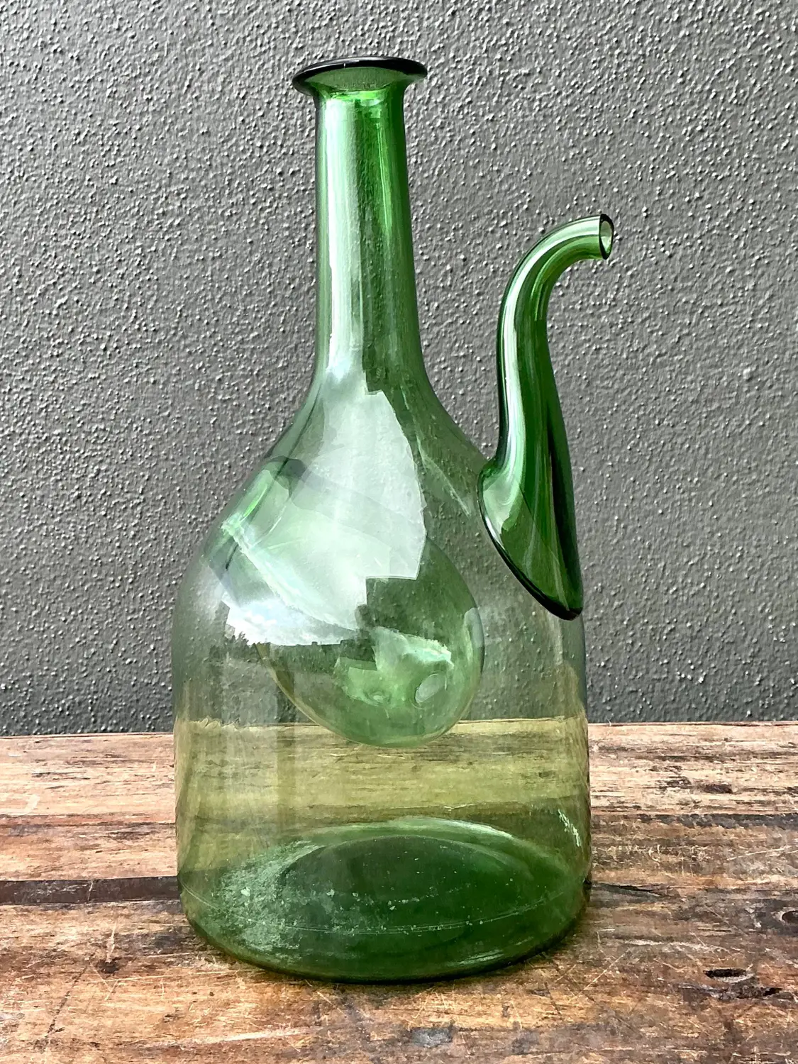 Vintage Italian Glass Wine Decanter - Side view