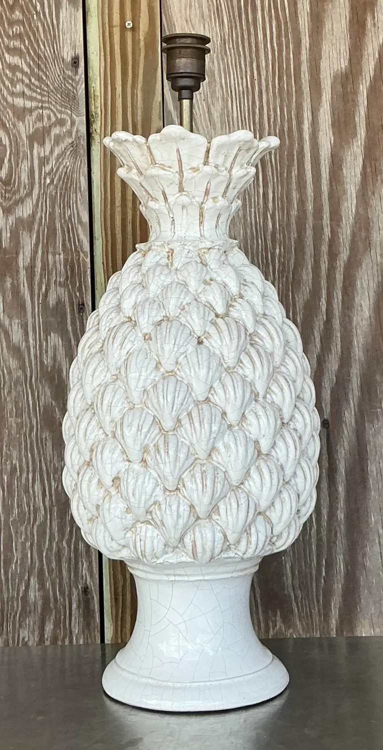 Vintage Italian Glazed Ceccerelli Pineapple Table Lamp - Back view