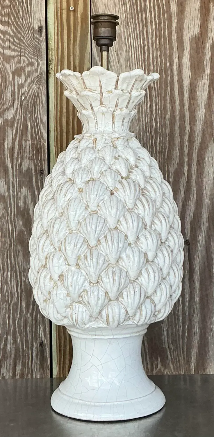 Vintage Italian Glazed Ceccerelli Pineapple Table Lamp - Top view
