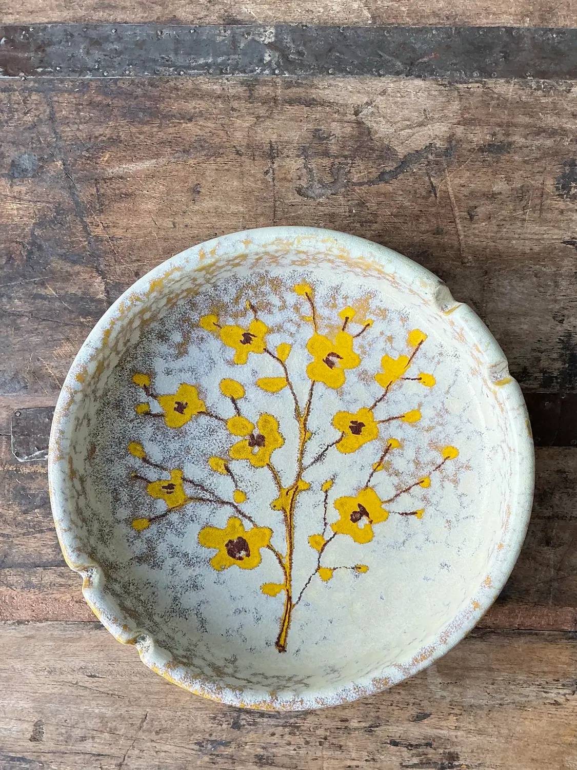 Vintage Italian Glazed Ceramic Ashtray - Top view