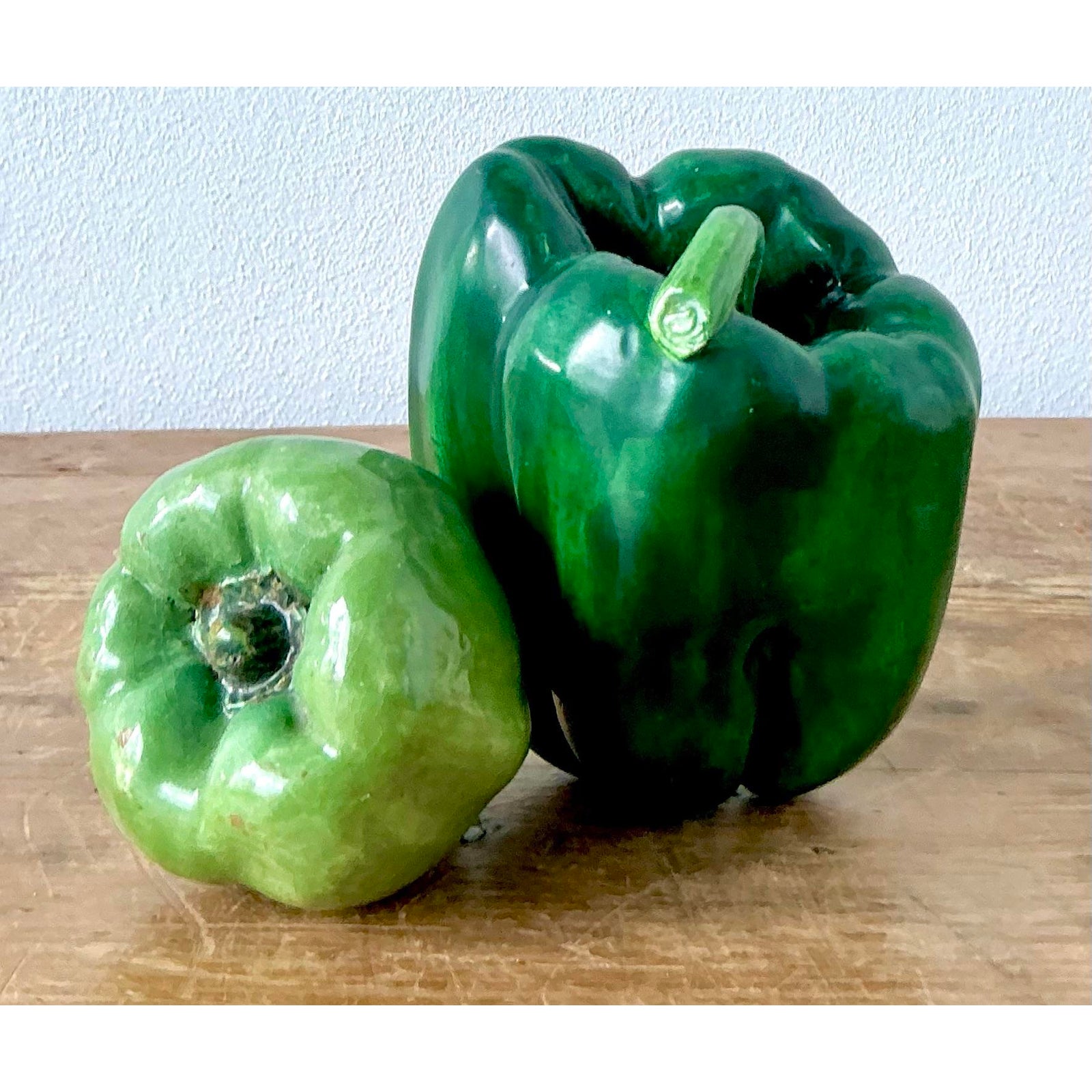 Vintage Italian Glazed Ceramic Bell Peppers - Detail view