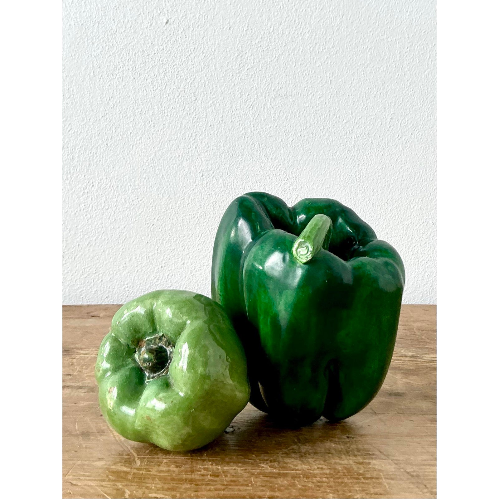 Vintage Italian Glazed Ceramic Bell Peppers - Top view