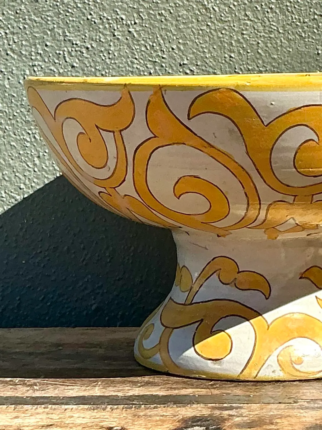 Vintage Italian Glazed Ceramic Bowl - Back view
