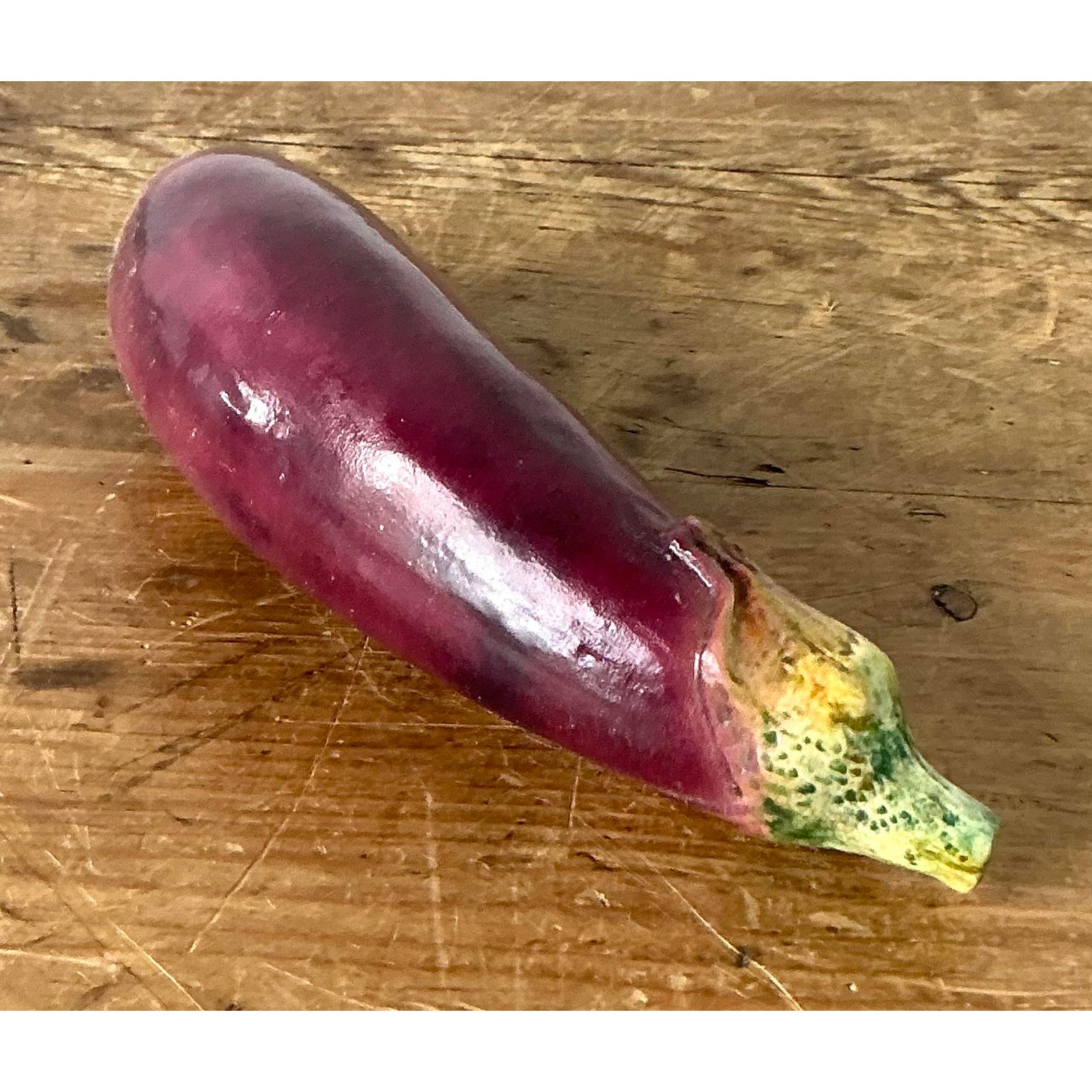 Vintage Italian Glazed Ceramic Eggplant - Back view