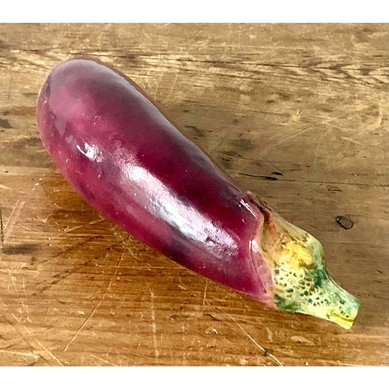 Vintage Italian Glazed Ceramic Eggplant - Top view