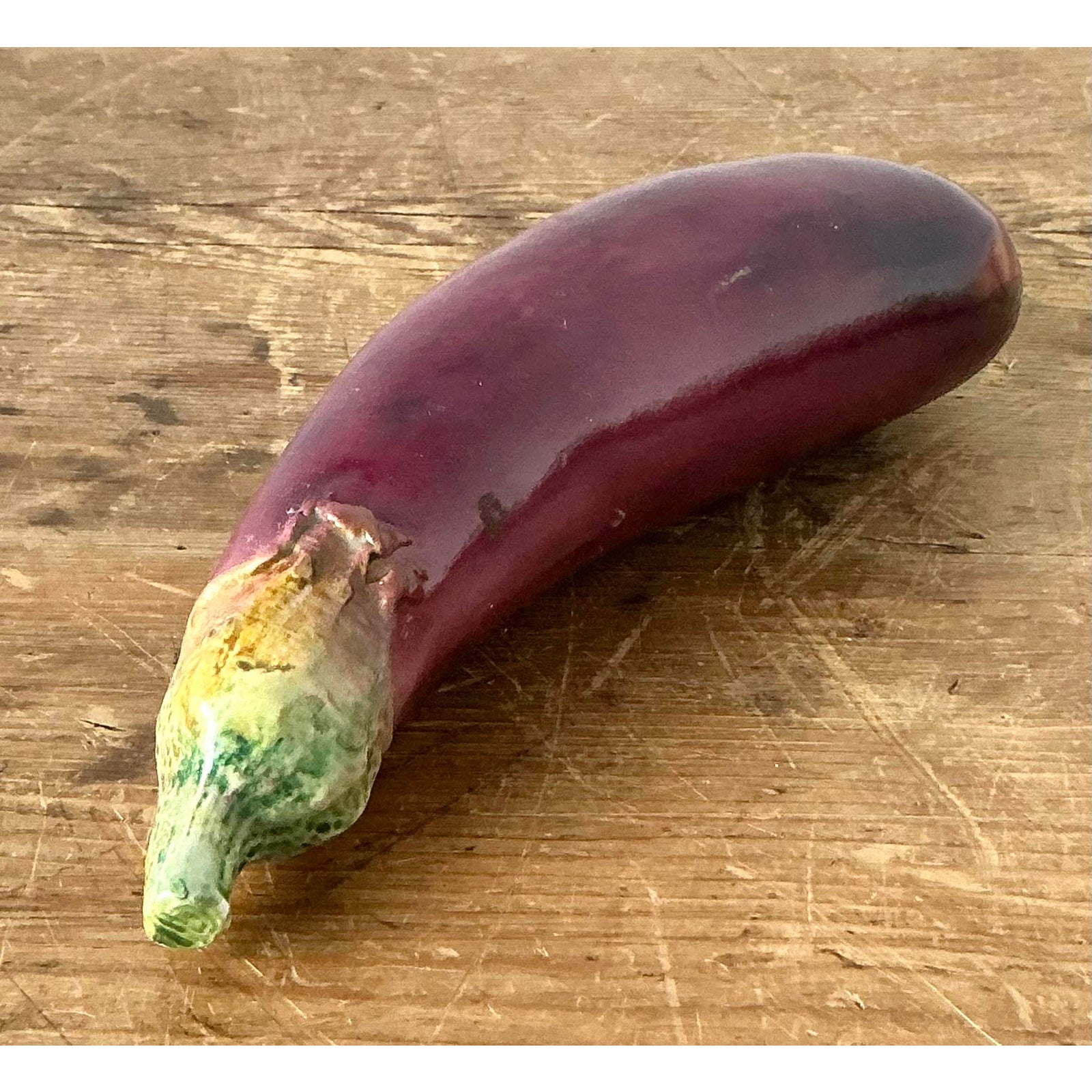 Vintage Italian Glazed Ceramic Eggplant - Detail view