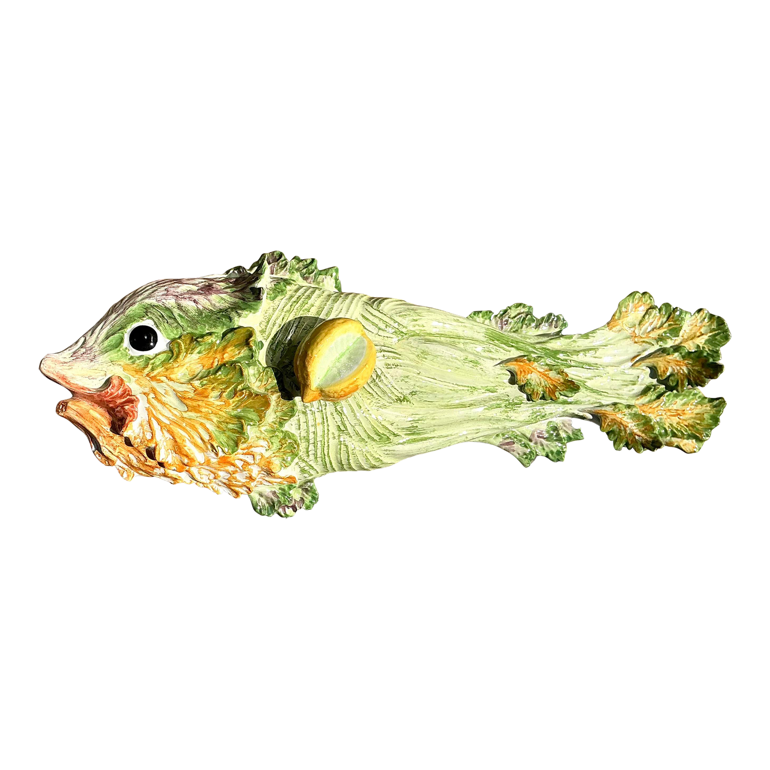 Vintage Italian Glazed Ceramic Fish Tureen - Detail view