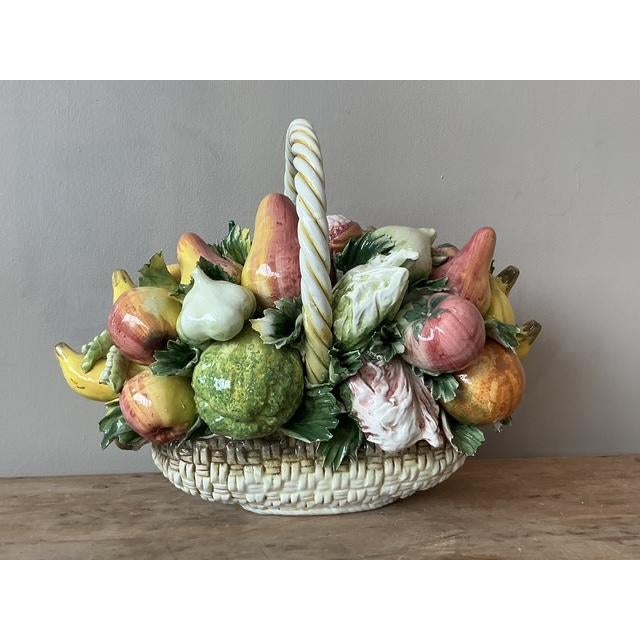 Vintage Italian Glazed Ceramic Fruit Basket - Top view