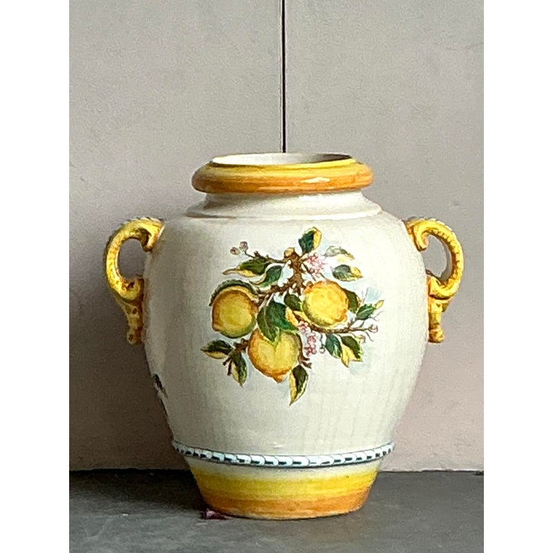 Vintage Italian Glazed Ceramic Lemon Urn - Top view