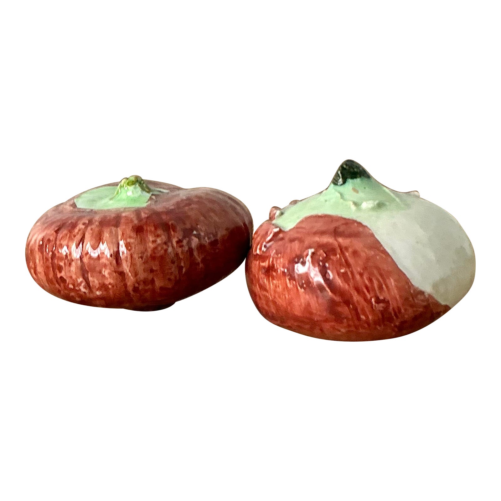 Vintage Italian Glazed Ceramic Persimmons - Set of 2