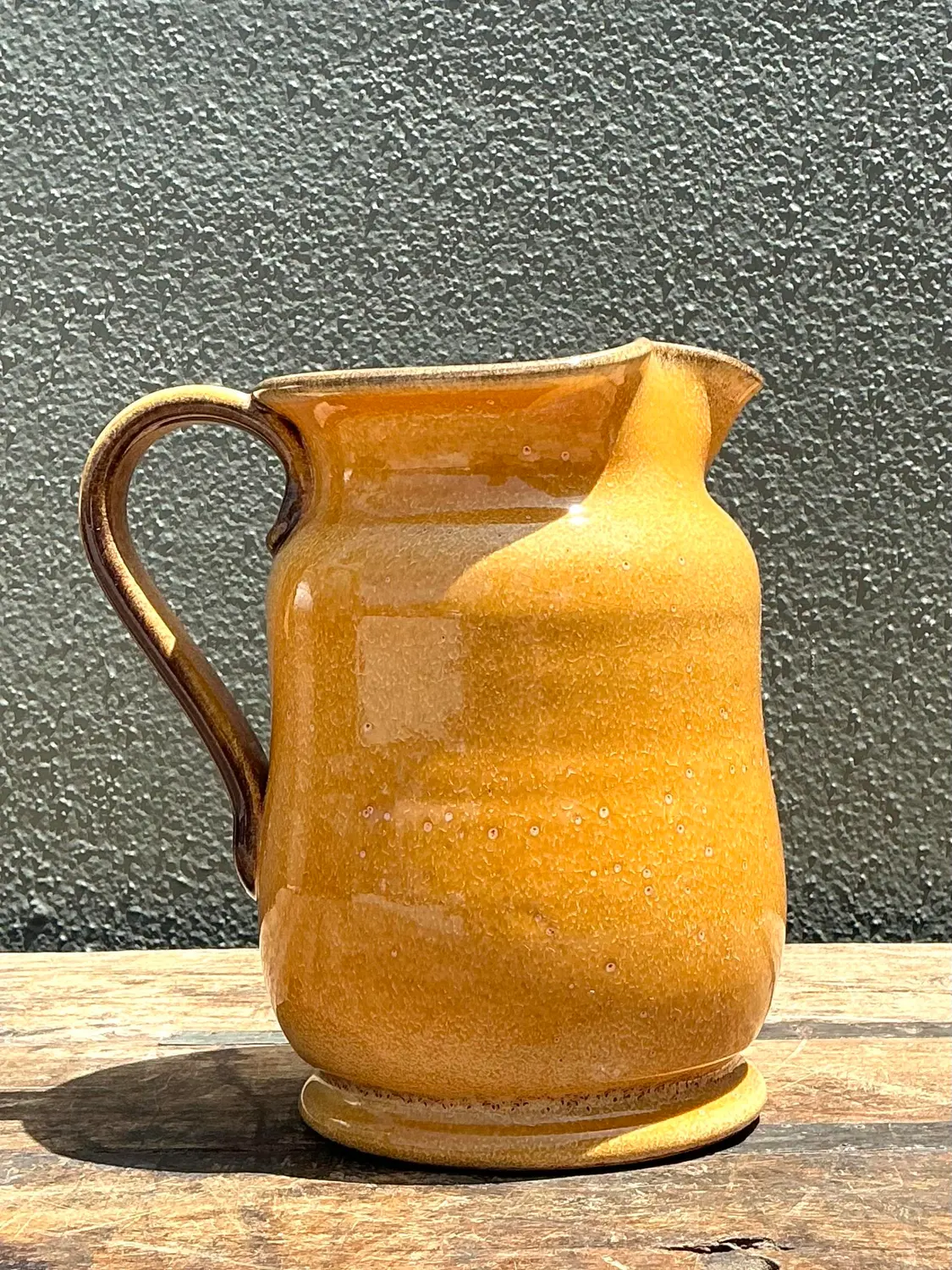 Vintage Italian Glazed Ceramic Pitcher - Side view