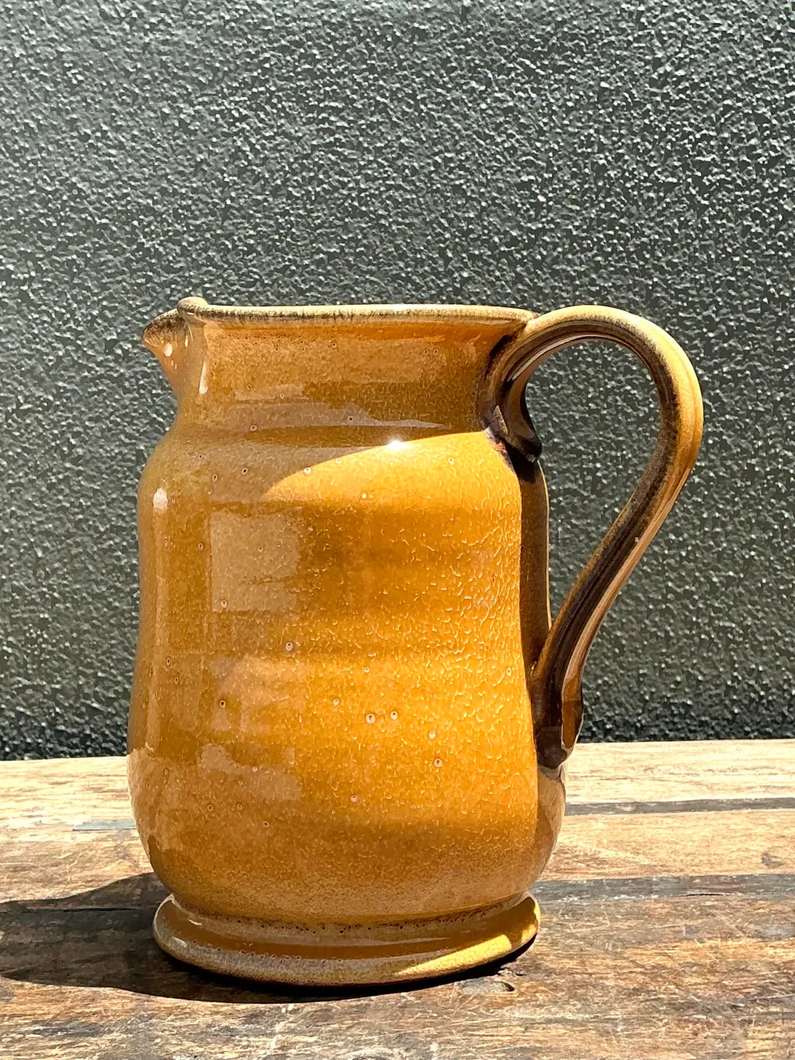 Vintage Italian Glazed Ceramic Pitcher - Back view