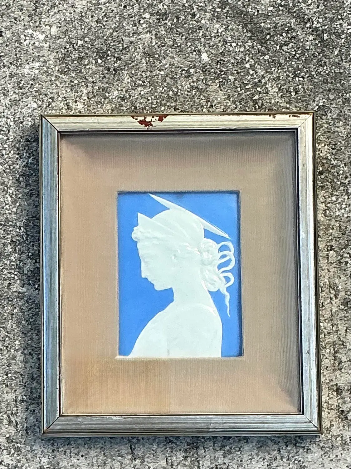 Vintage Italian Glazed Ceramic Profile Tile - Side view