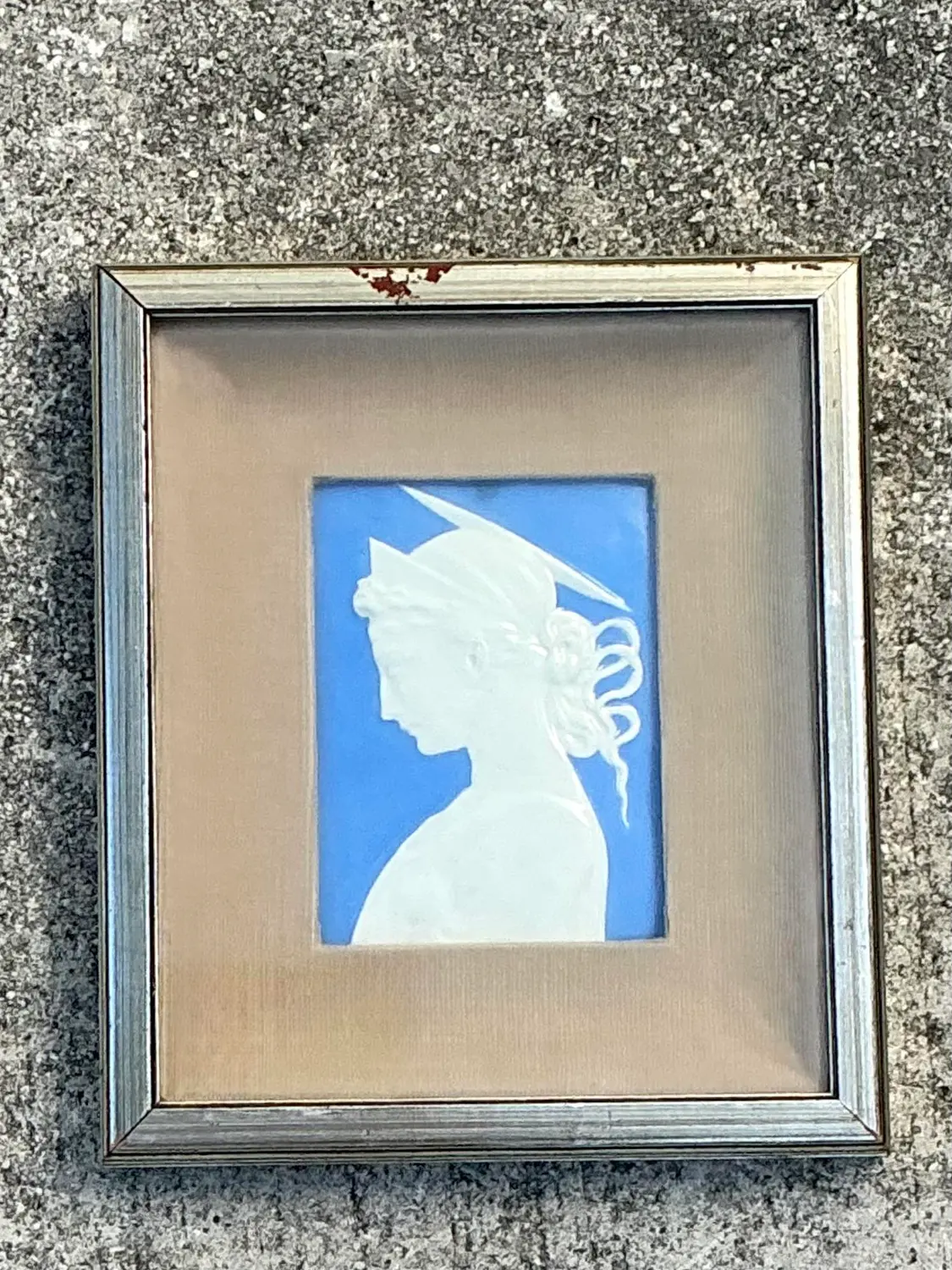 Vintage Italian Glazed Ceramic Profile Tile - Detail view