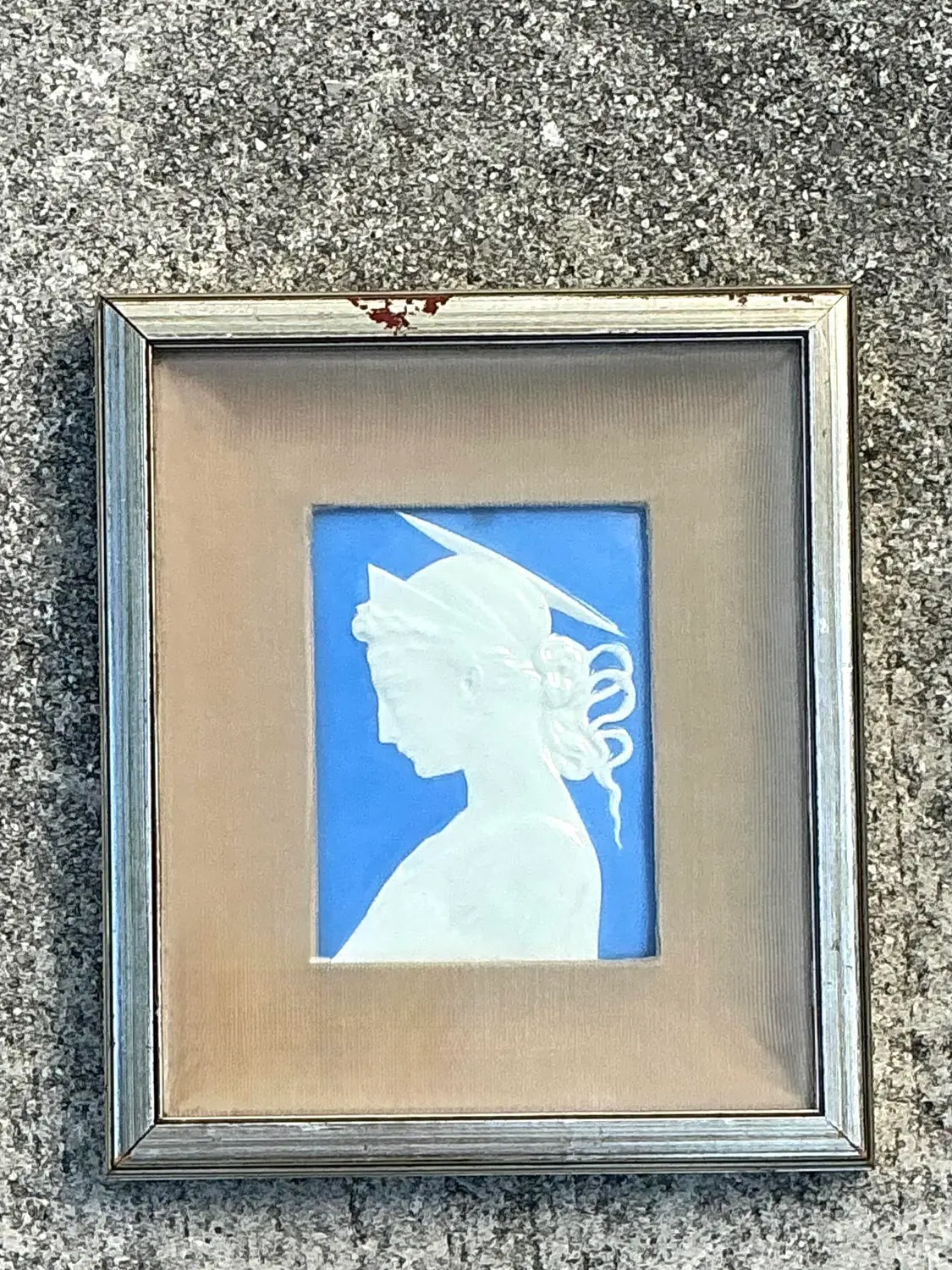 Vintage Italian Glazed Ceramic Profile Tile - Back view