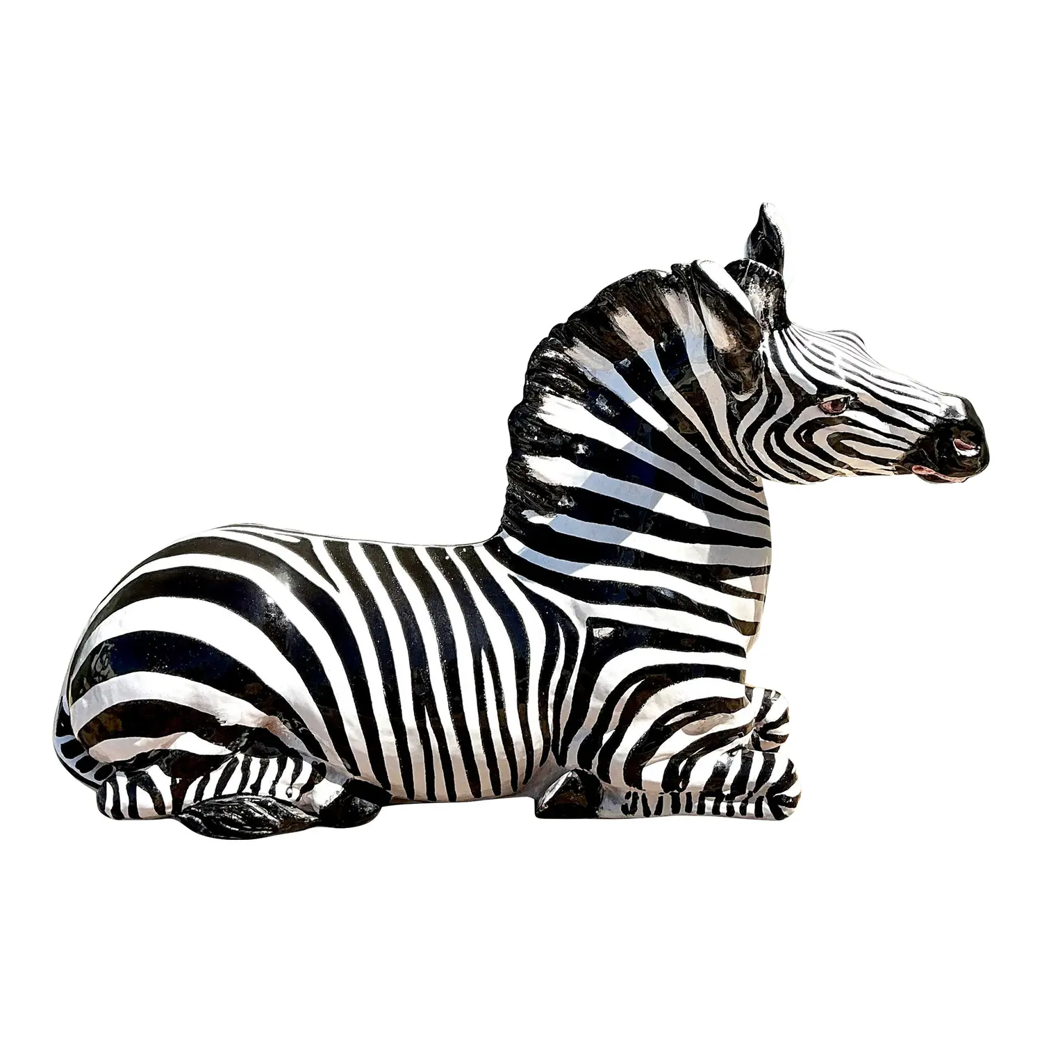Vintage Italian Glazed Ceramic Zebra