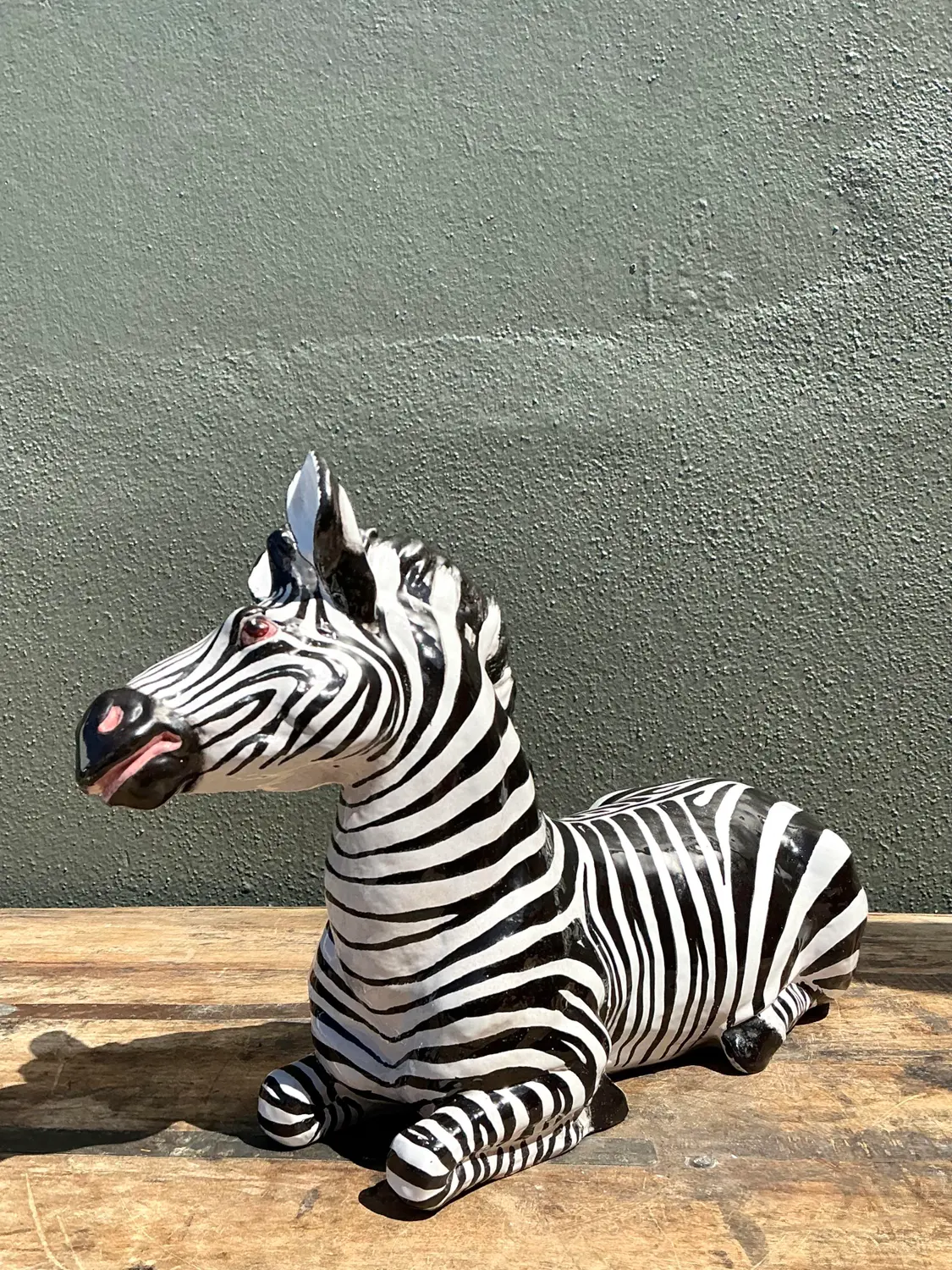 Vintage Italian Glazed Ceramic Zebra - Top view