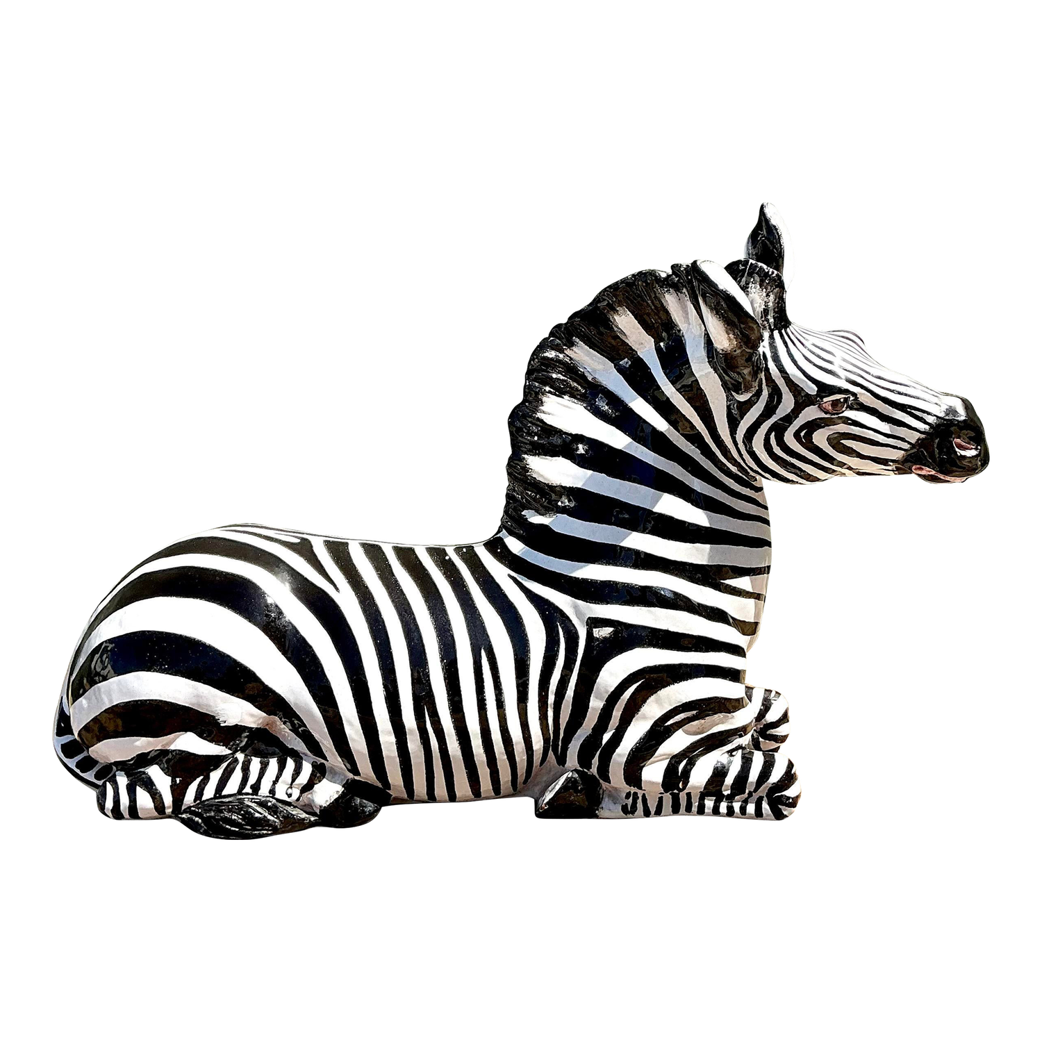 Vintage Italian Glazed Ceramic Zebra - Detail view