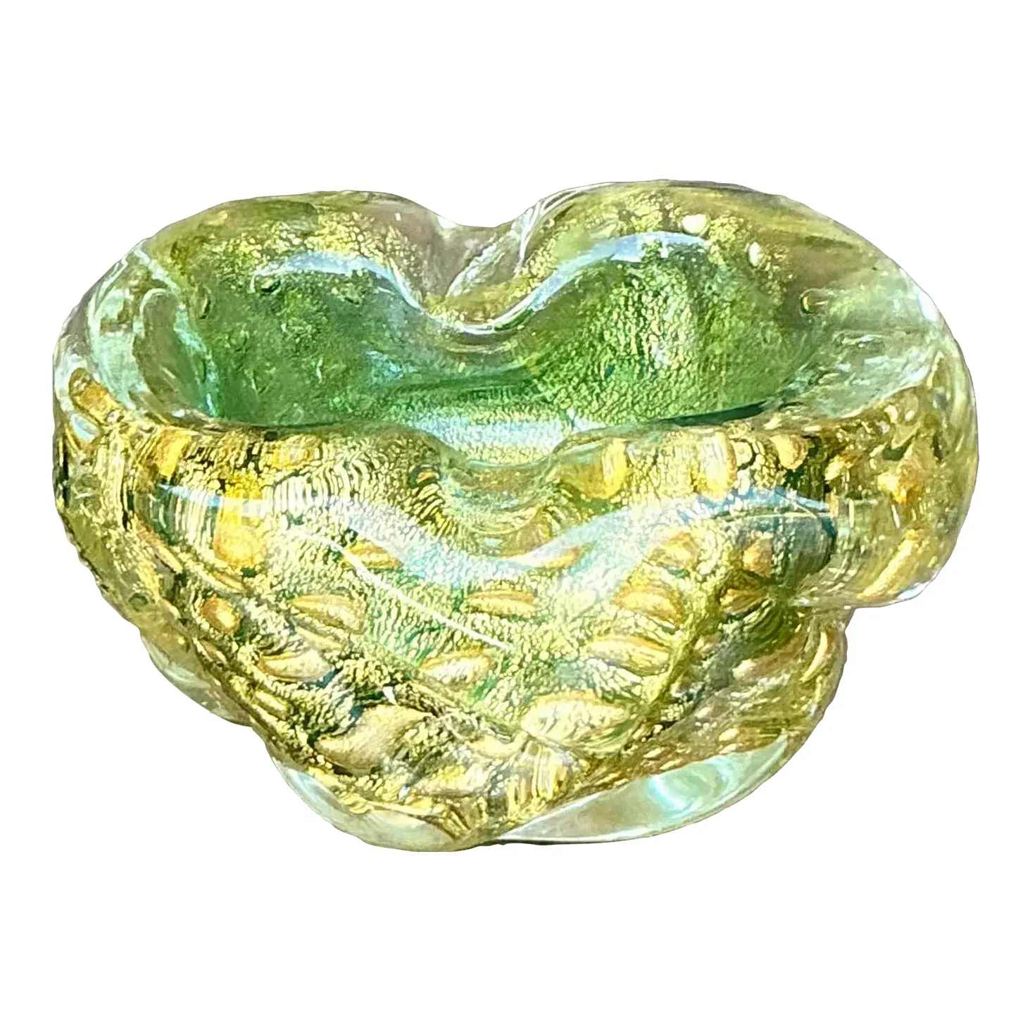 Vintage Italian Gold Dust Glass Bowl After Murano