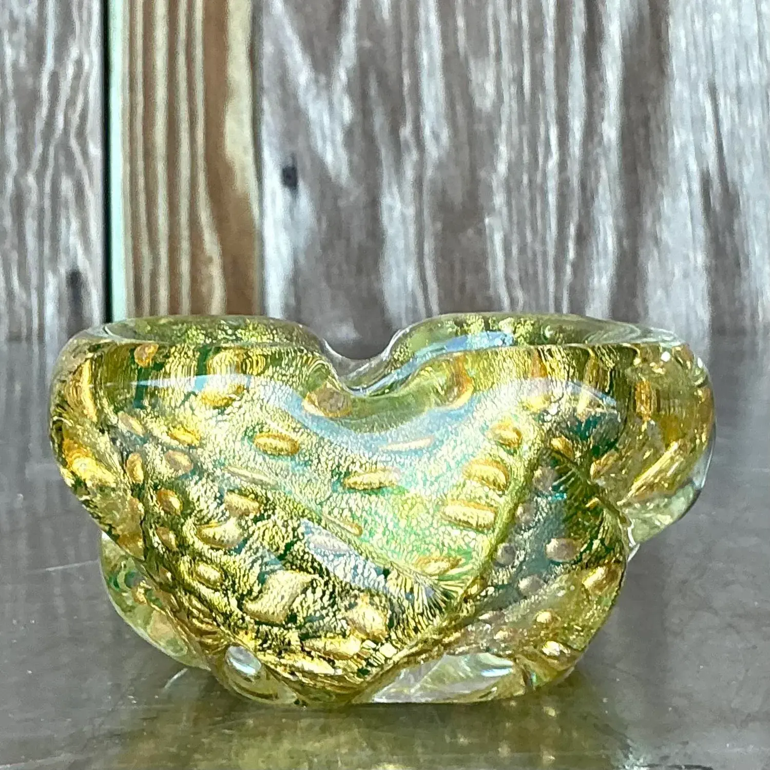 Vintage Italian Gold Dust Glass Bowl After Murano - Detail view