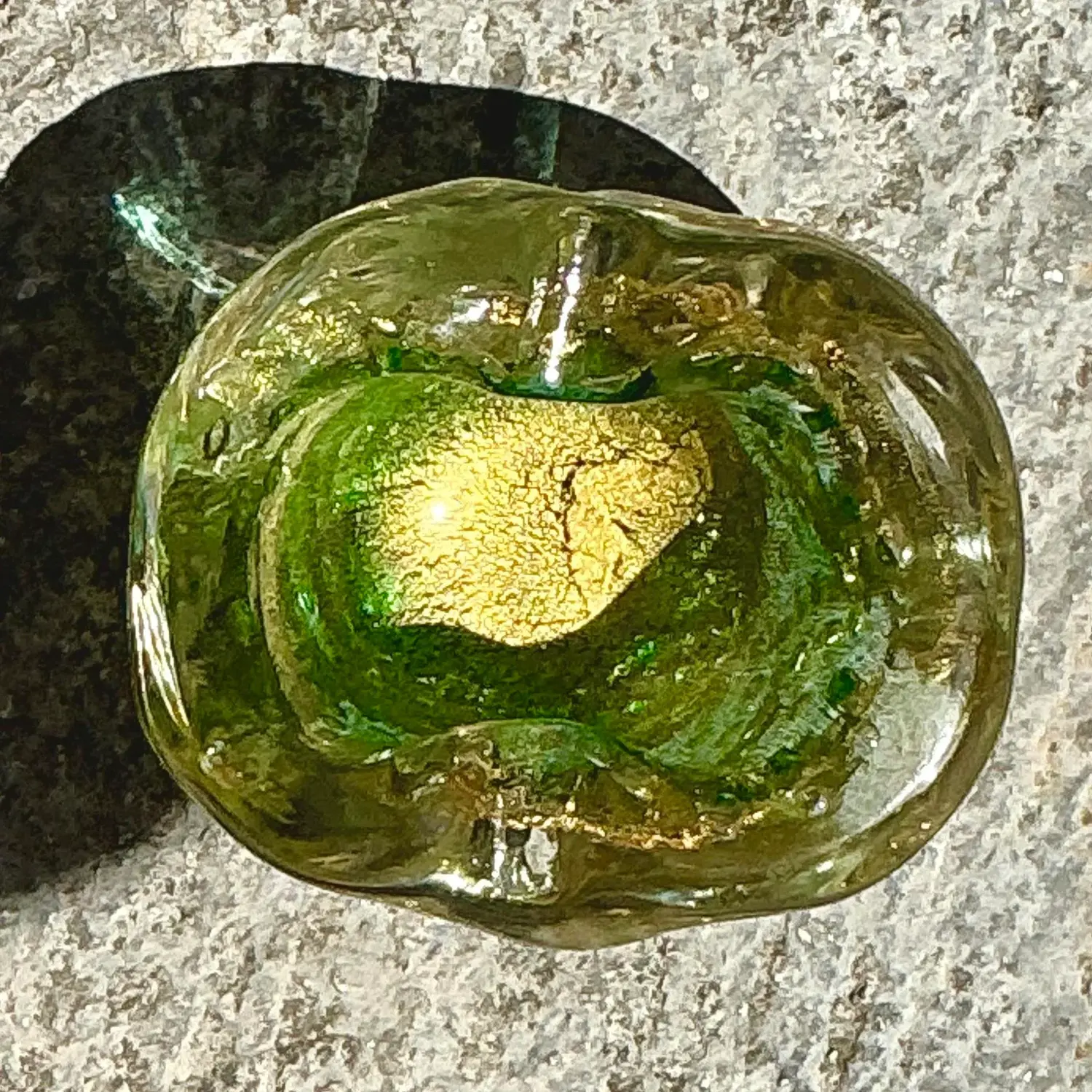 Vintage Italian Gold Dust Glass Bowl After Murano - Back view