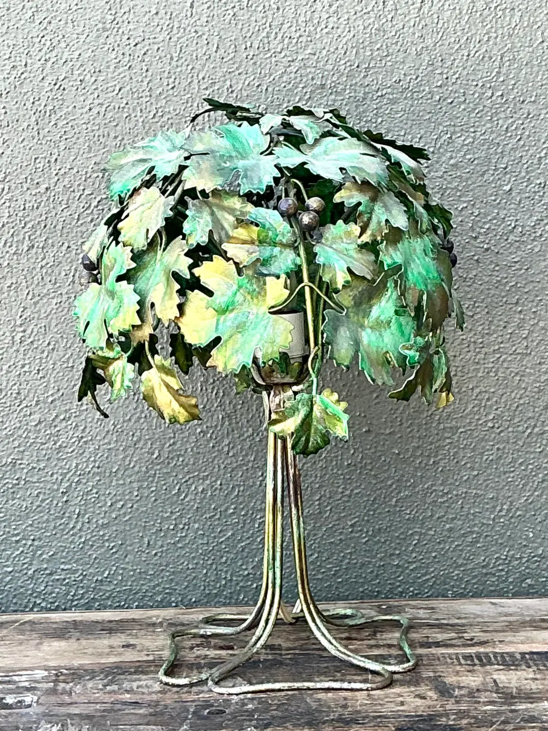 Vintage Italian Grape Leaf Table Lamp - Back view