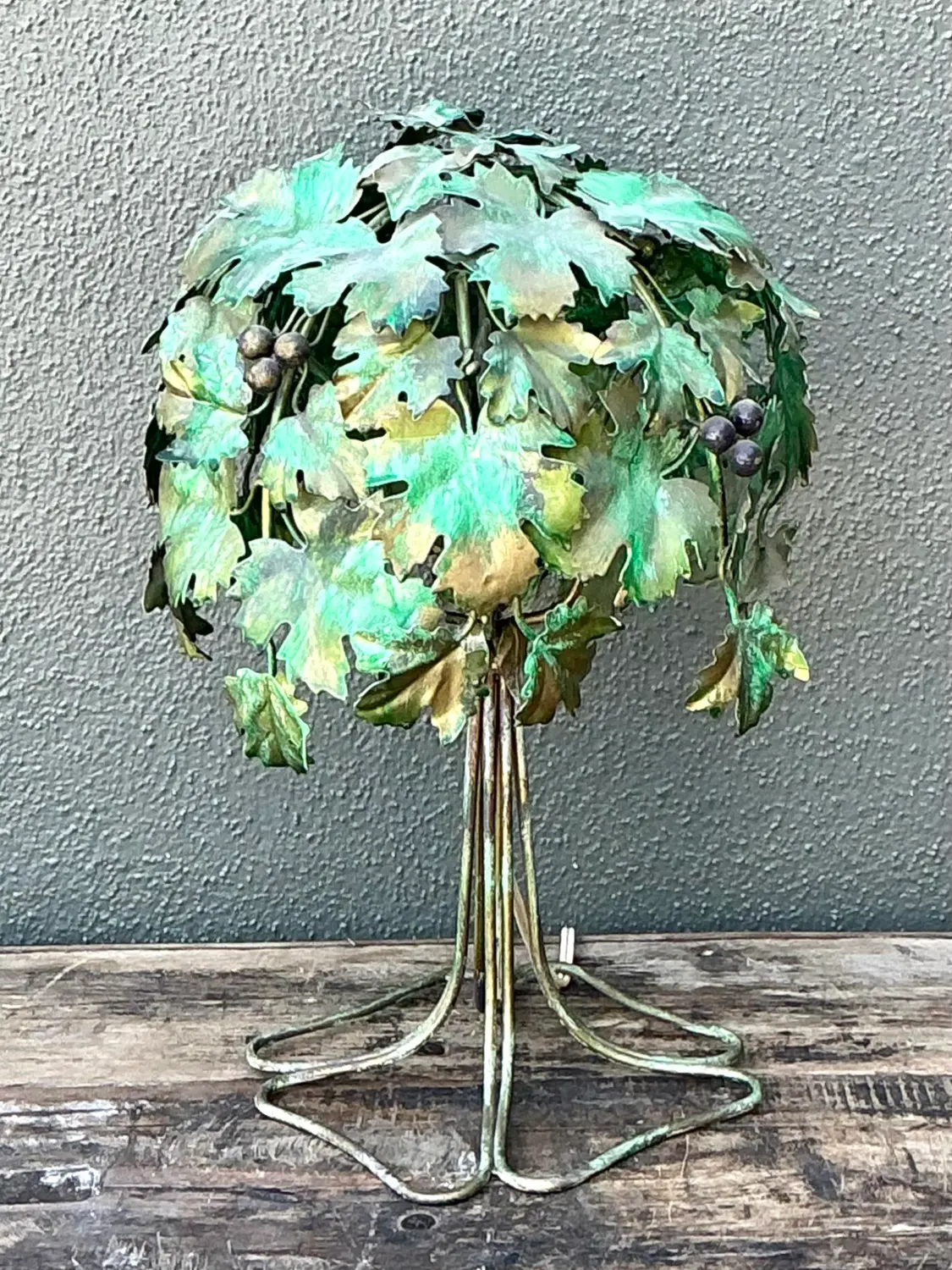 Vintage Italian Grape Leaf Table Lamp - Side view