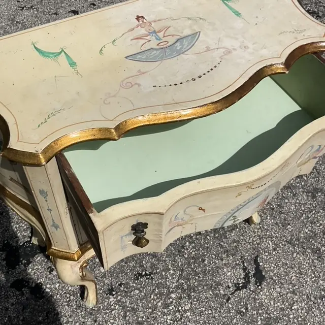 Vintage Italian Hand Painted Swag Lowboy - Top view