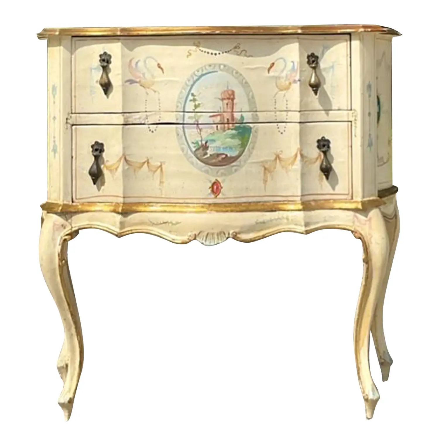 Vintage Italian Hand Painted Swag Lowboy