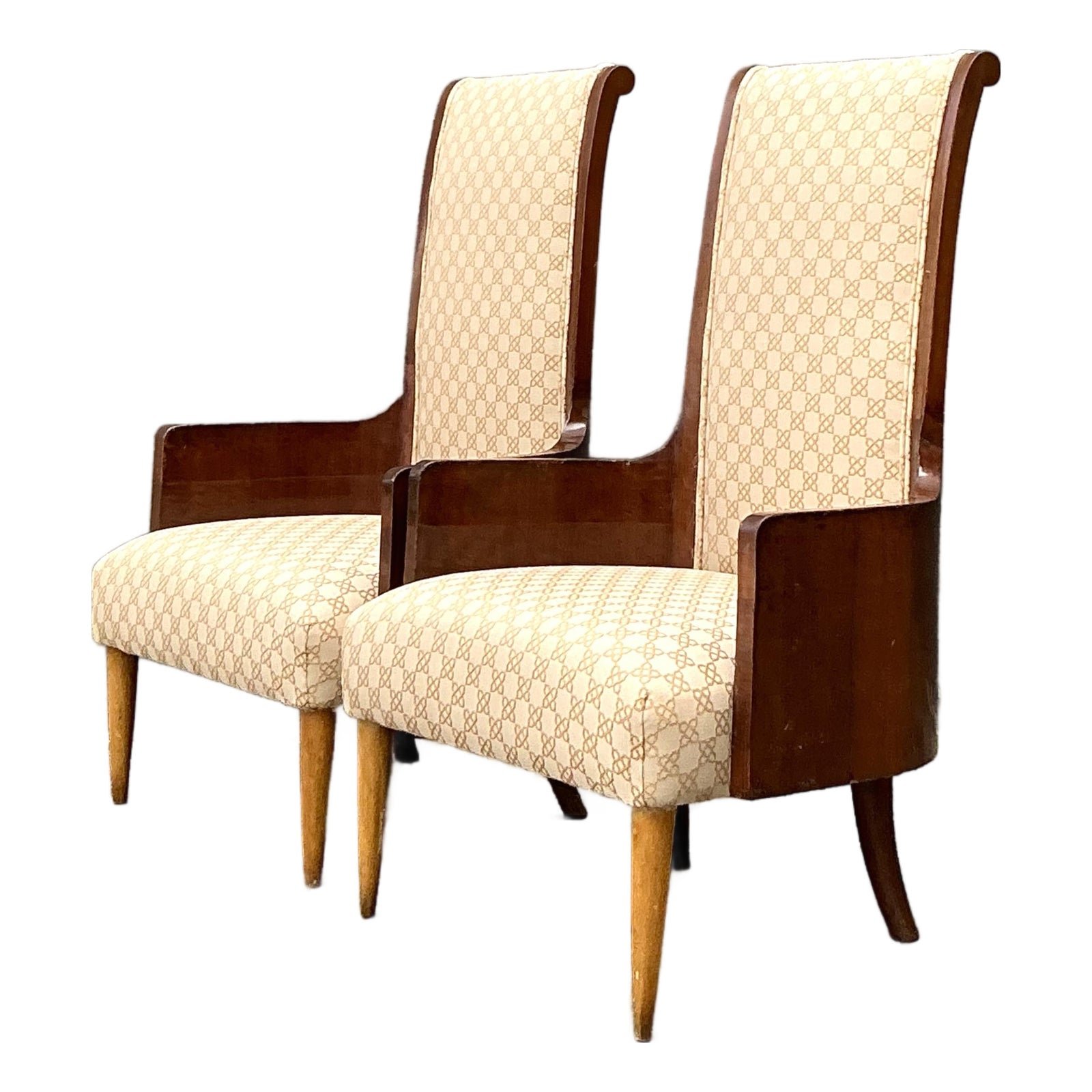 Vintage Italian High Back Chairs - A Pair