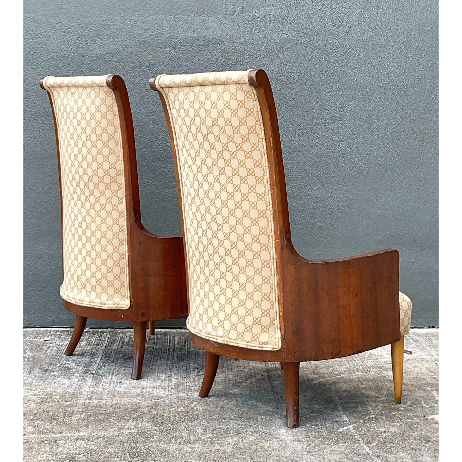 Vintage Italian High Back Chairs - A Pair - Top view