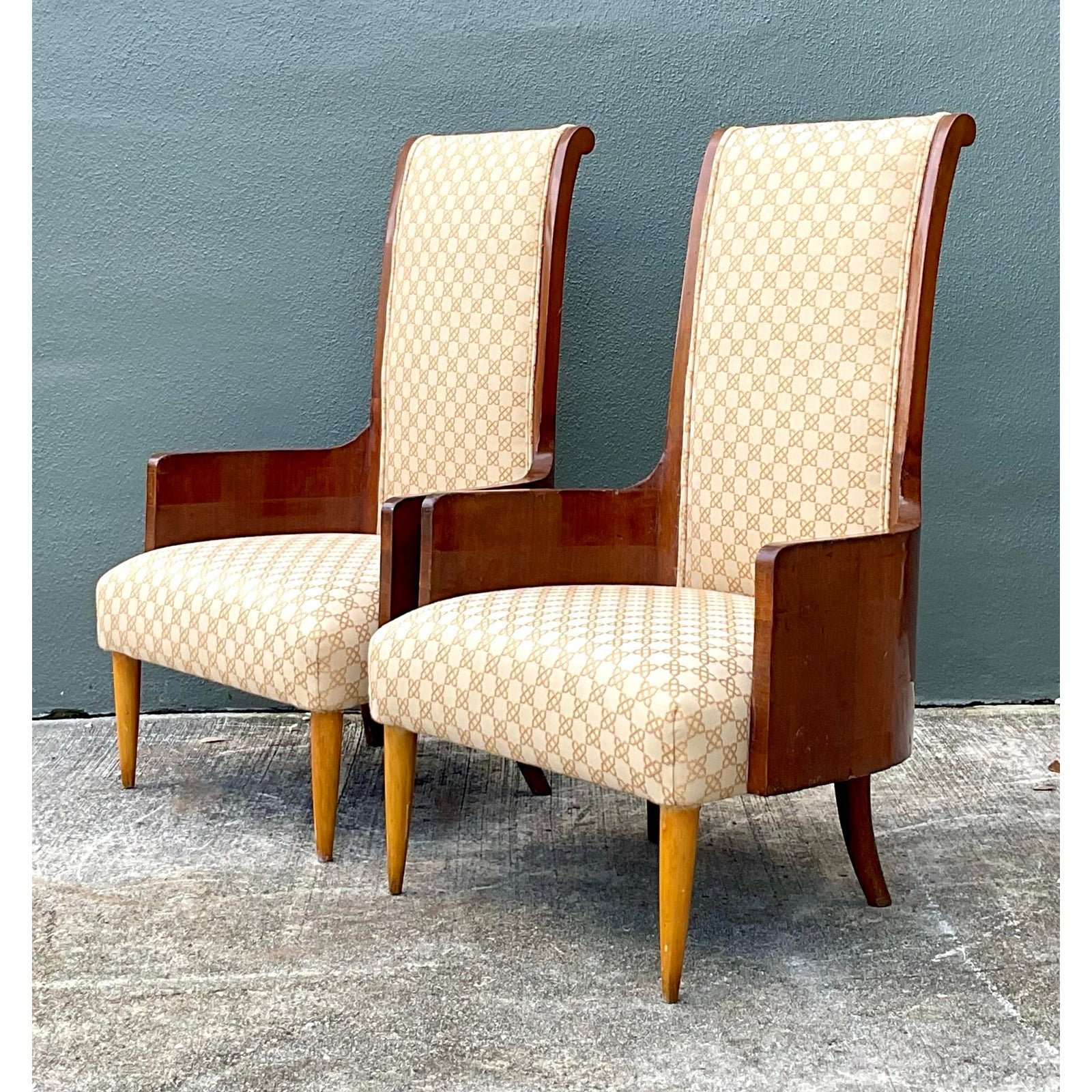 Vintage Italian High Back Chairs - A Pair - Detail view