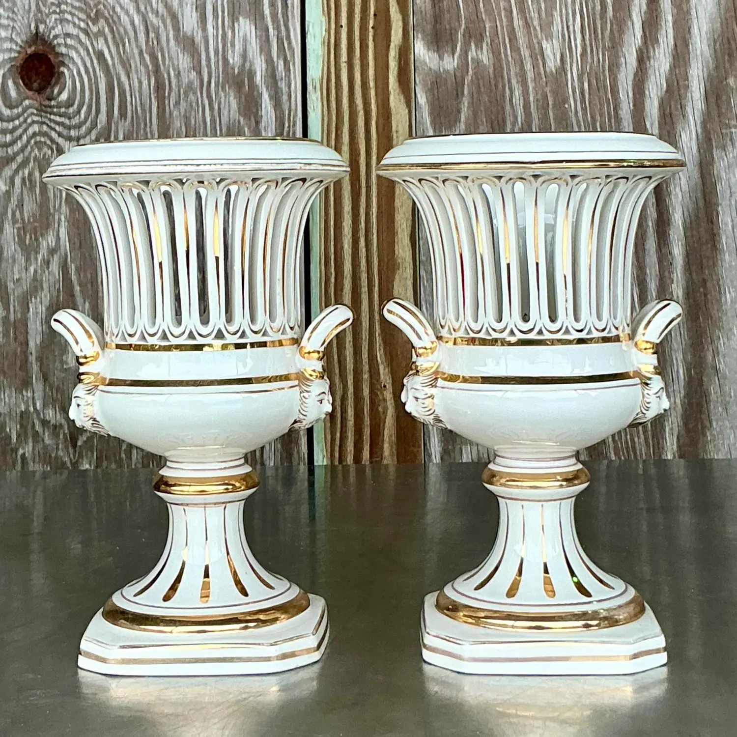 Vintage Italian Impero Crater Vases - a Pair - Side view