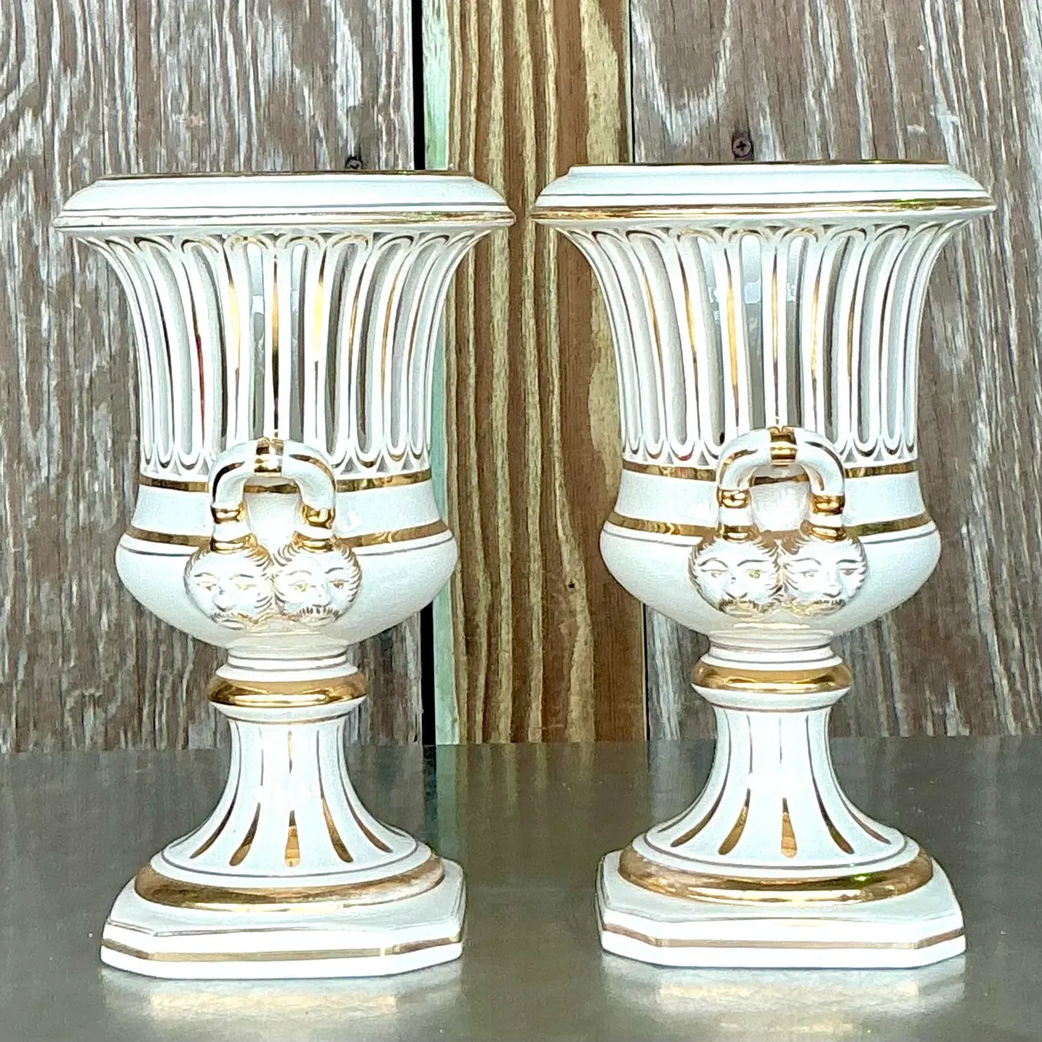 Vintage Italian Impero Crater Vases - a Pair - Top view