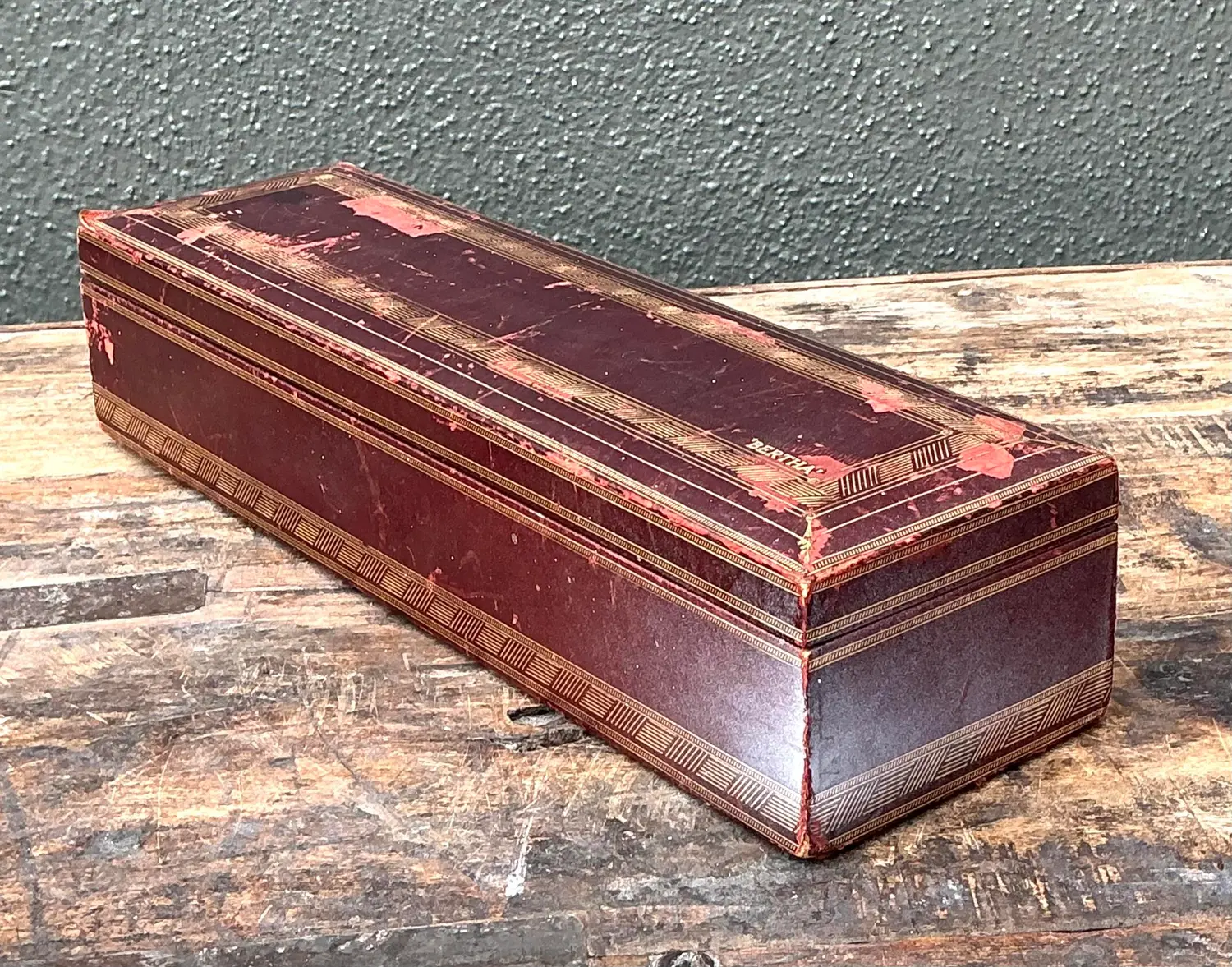 Vintage Italian Leather Embossed “Bertha” Box - Side view