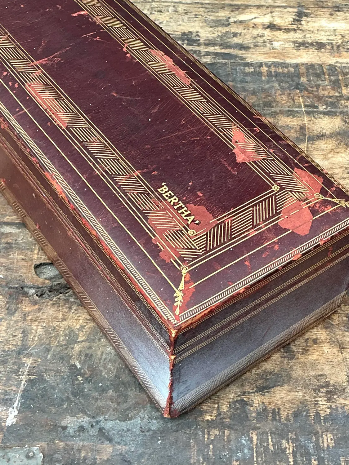 Vintage Italian Leather Embossed “Bertha” Box - Top view