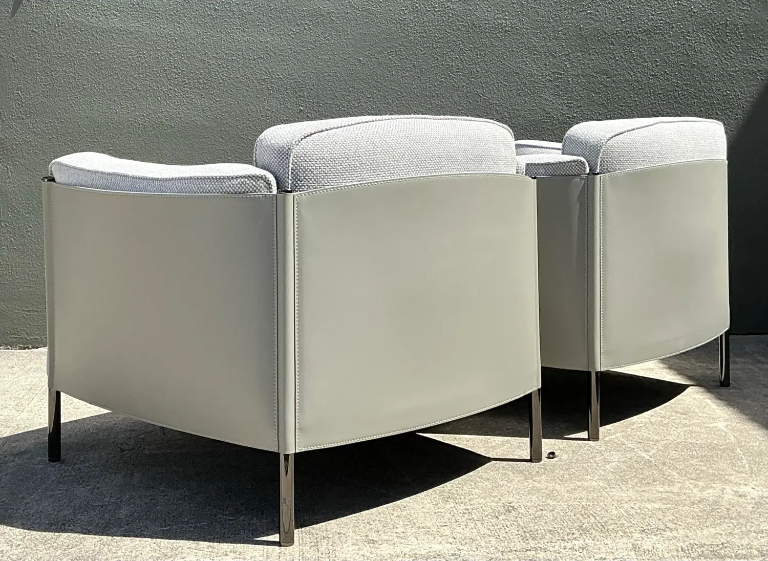 Vintage Italian Minotti Leather Frame “Shelley” Lounge Chairs - A Pair - Top view